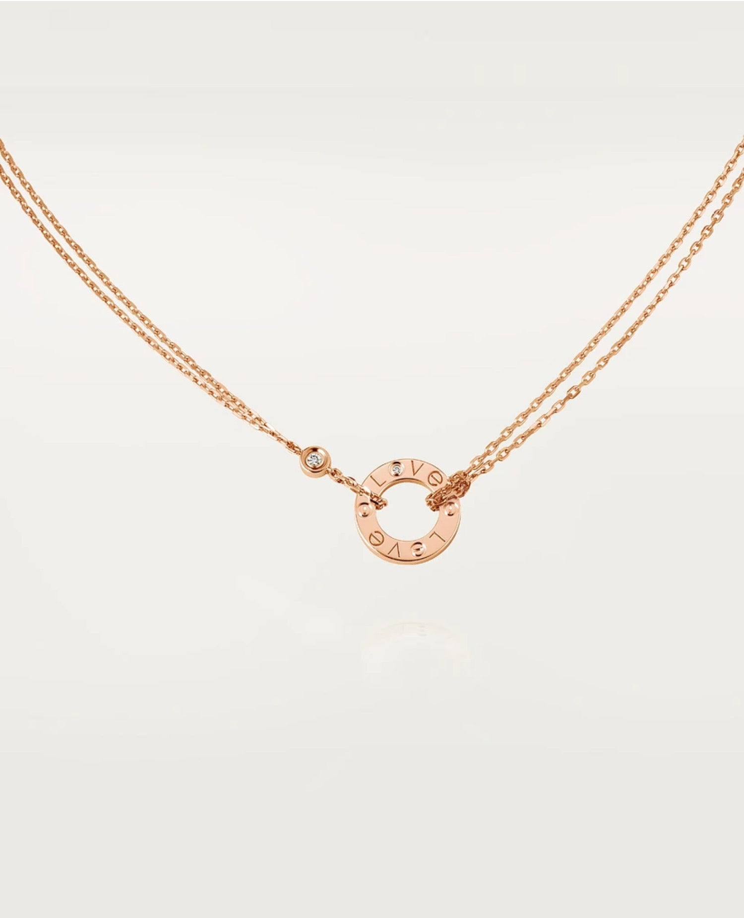 Cartier Love Necklace, 2 Diamonds, Rose Gold