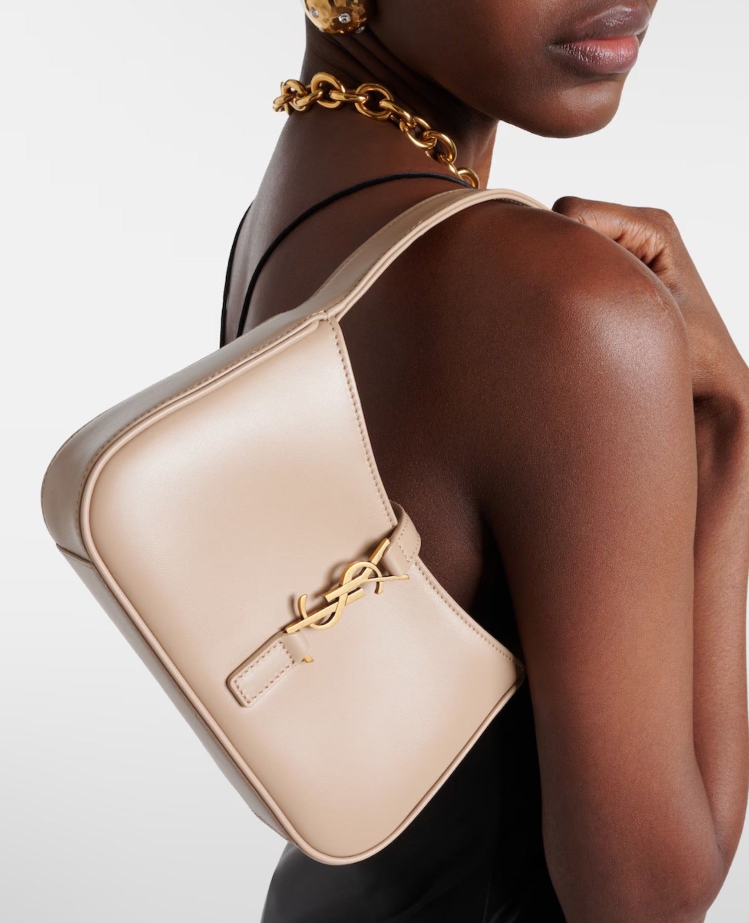 Saint Laurent Mini Le 5 À 7 In Smooth Leather Biege