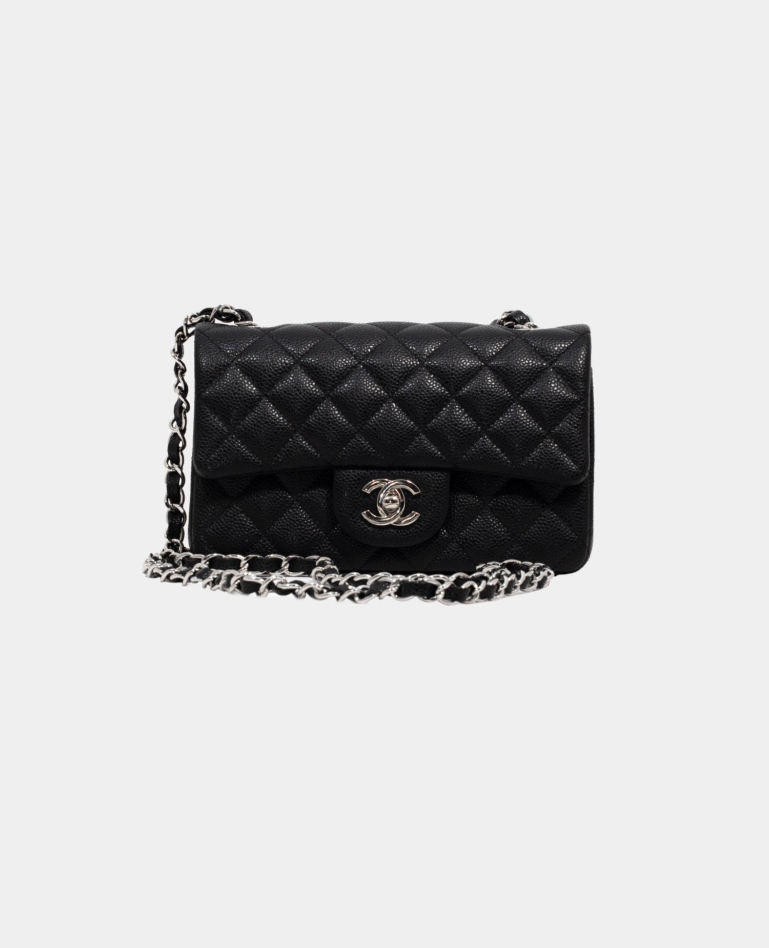 Coco Caviar Quilted Mini Rectangular Flap Black