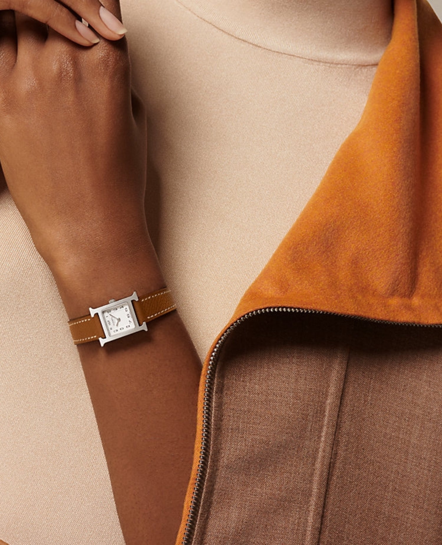 Hermès Heure H watch, Mini model, 21 mm Gold Chestnut