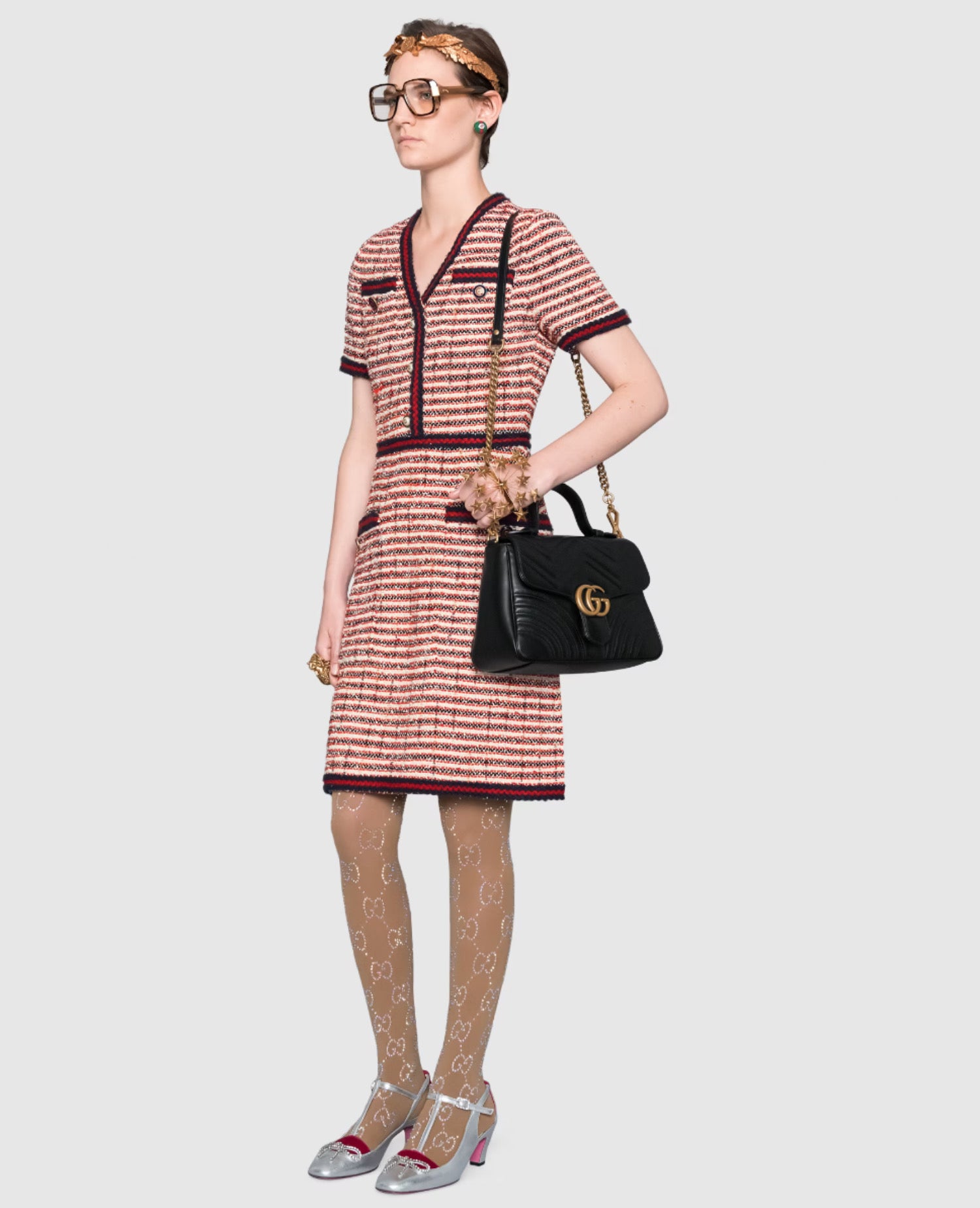 حقيبة غوتشي جي جي مارمونت صغيرة بمقبض علوي