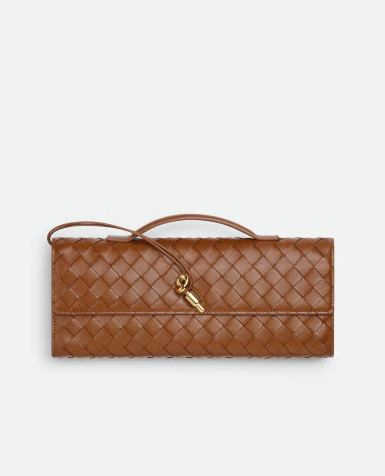 Bottega Veneta Veneta Long Clutch Andiamo With Handle Caramel