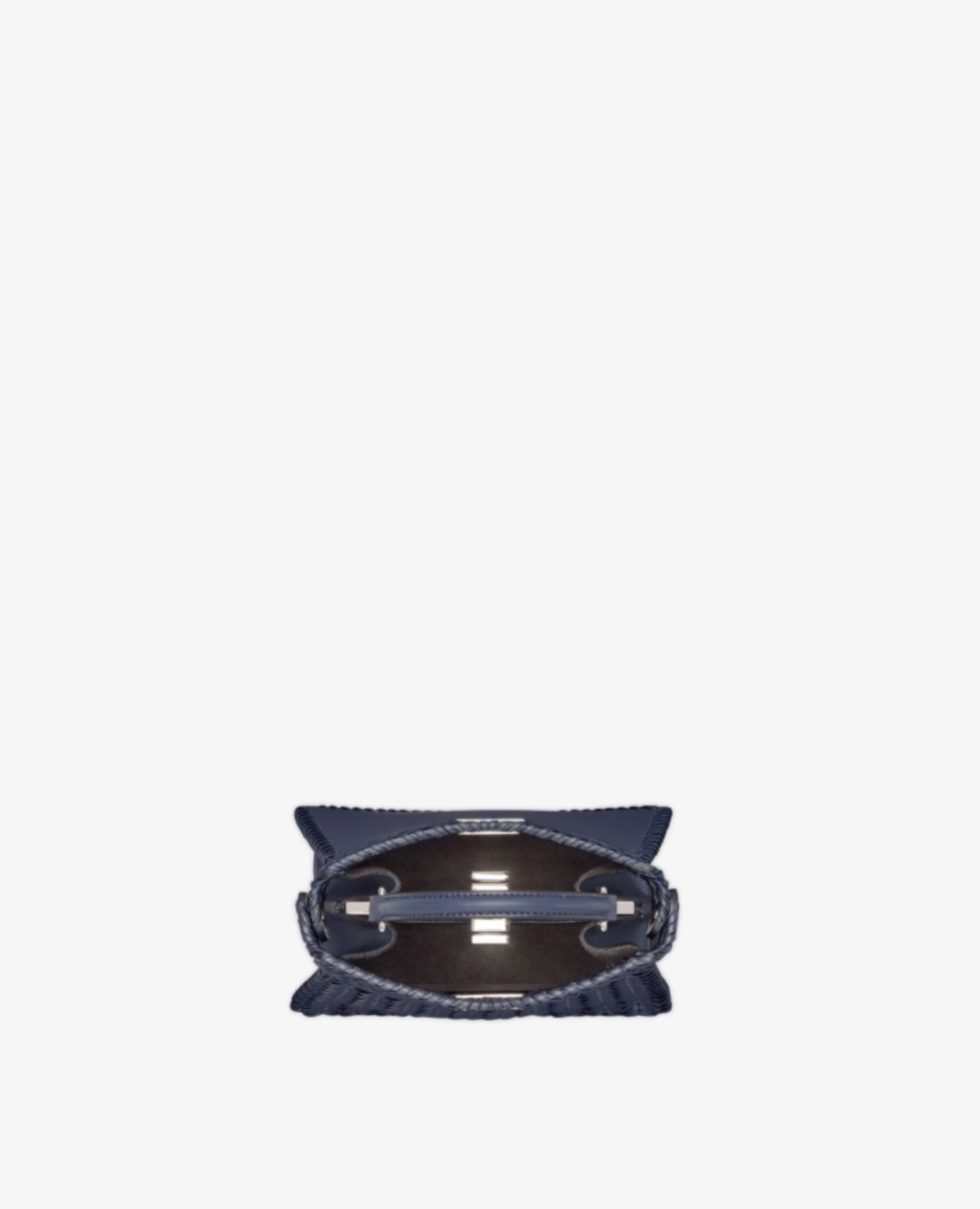 Fendi Peekaboo ISeeU Petite Midnight Blue Interlace Leather Bag