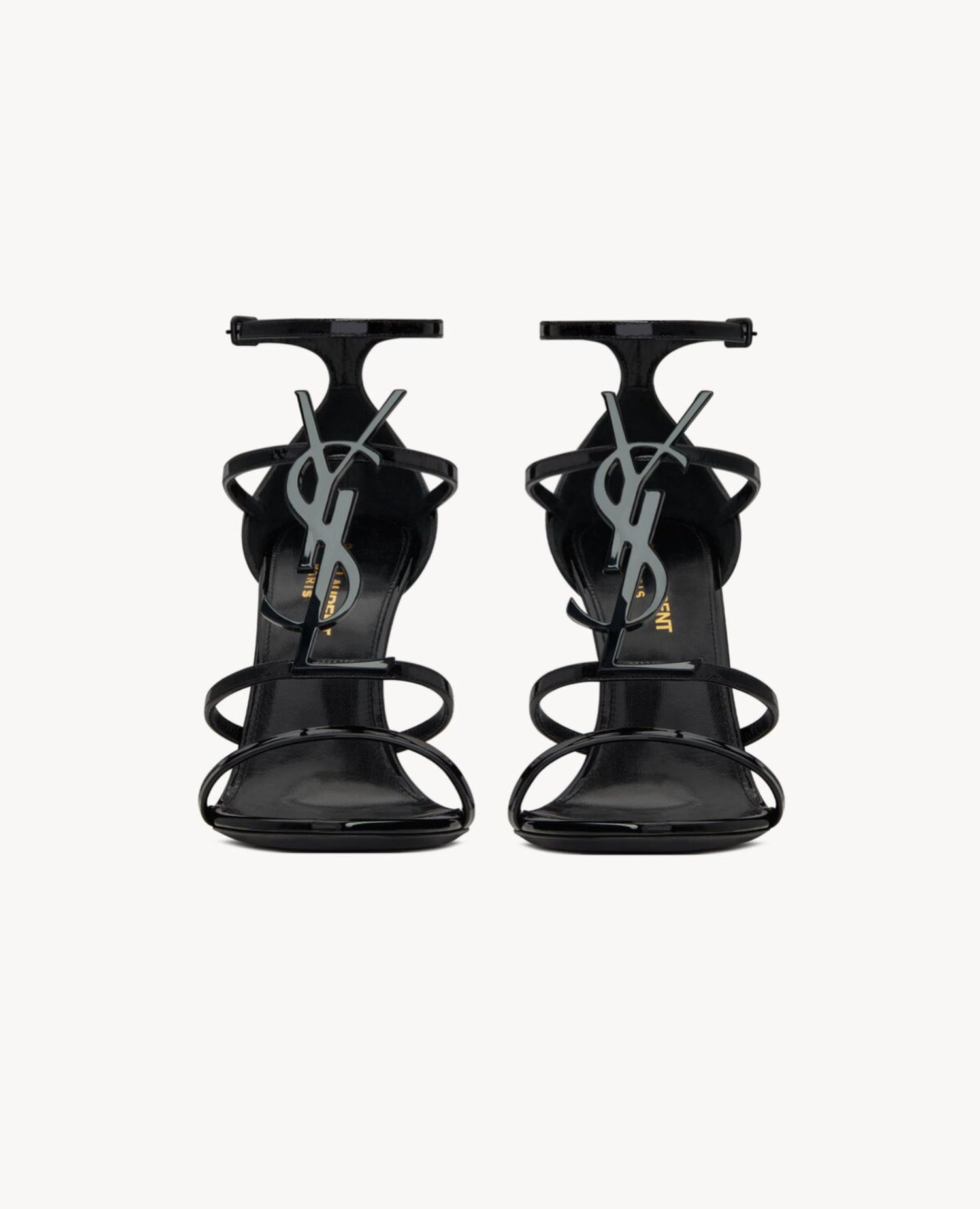 Saint Laurent Cassandra Sandals in Patent Leather Black