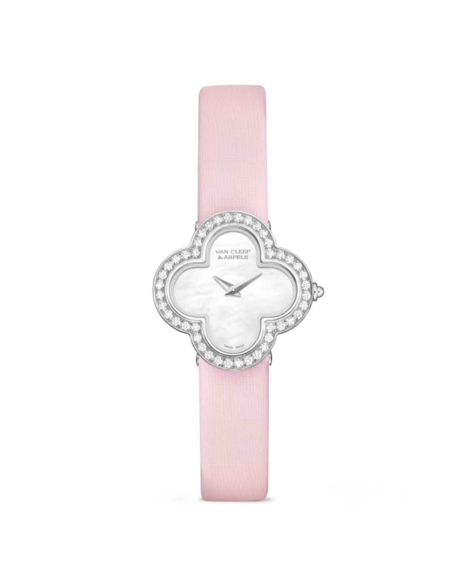 Van Cleef Alhambra watch, small model, white gold, Diamond, Mother-of-pearl