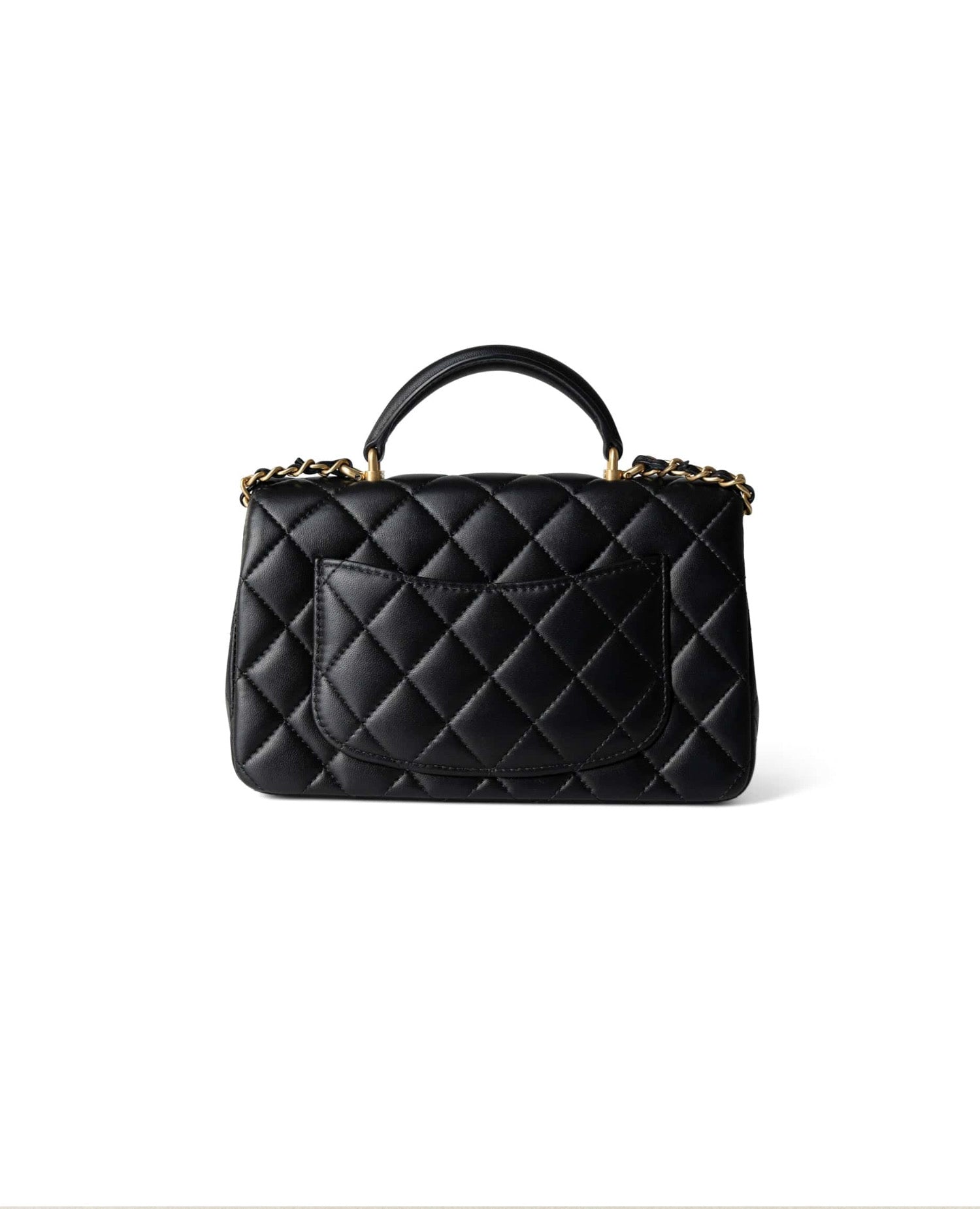 Coco Lambskin Quilted Mini Top Handle Antique Black