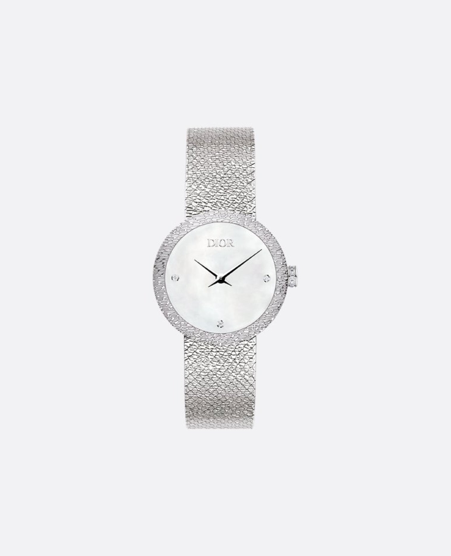 Christian Dior La D de Dior Satine 25 MM, White Mother-Of-Pearl & Diamonds