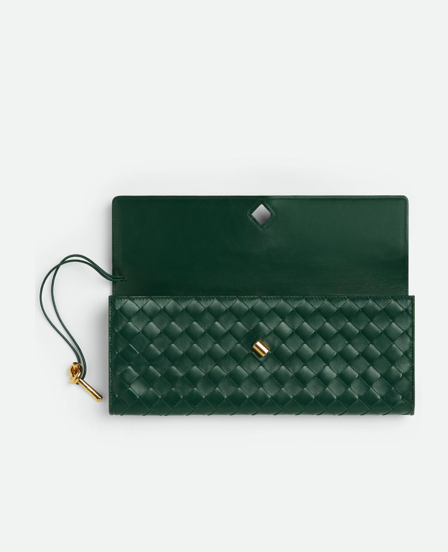 Bottega Veneta Long Clutch Andiamo With Handle Emerald Green