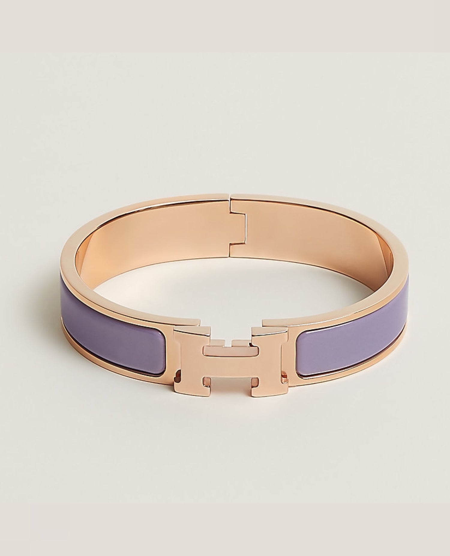 Hermès Clic H Bracelet Lilas Rose Gold