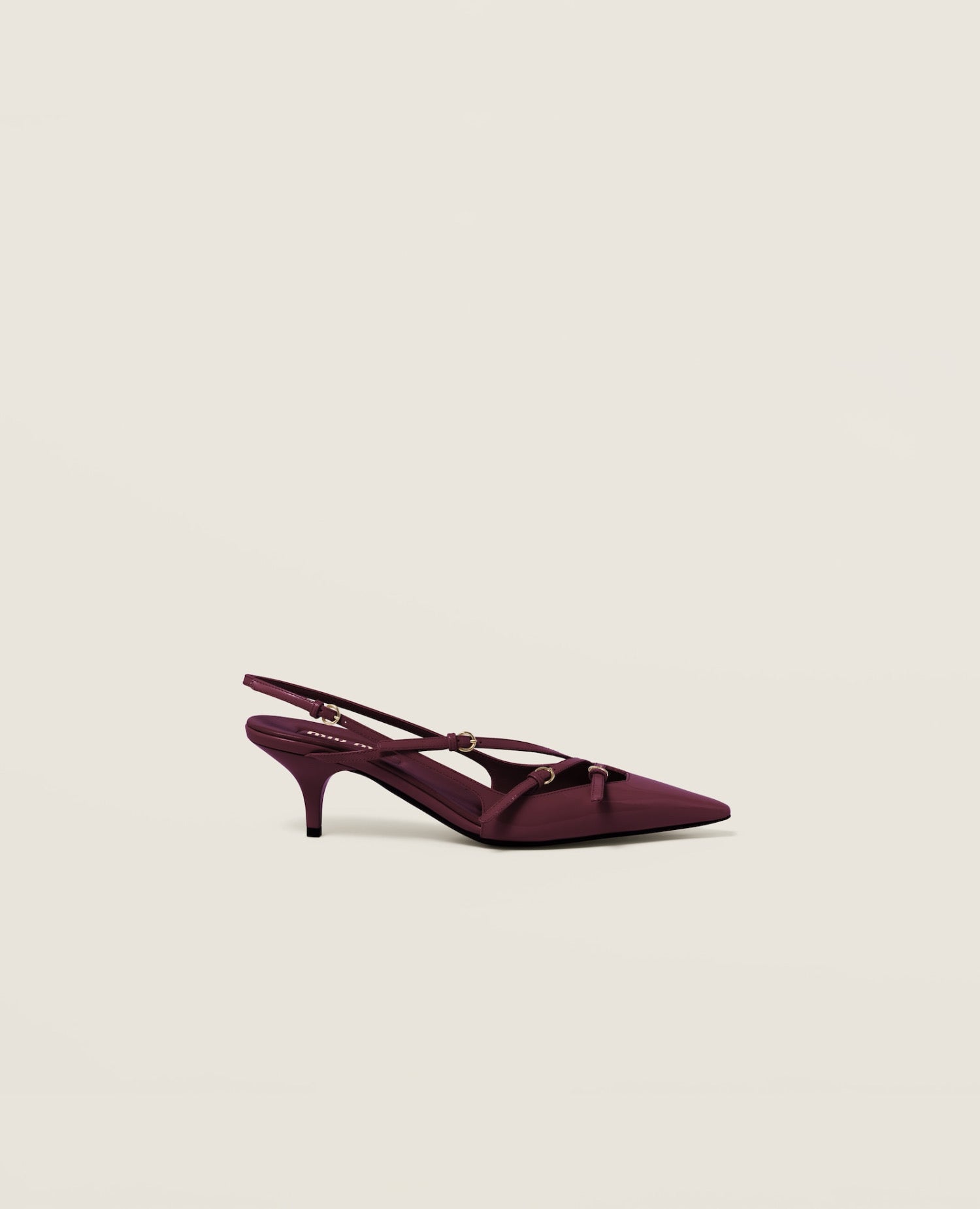 MMU Patent leather slingbacks with buckles Crimson