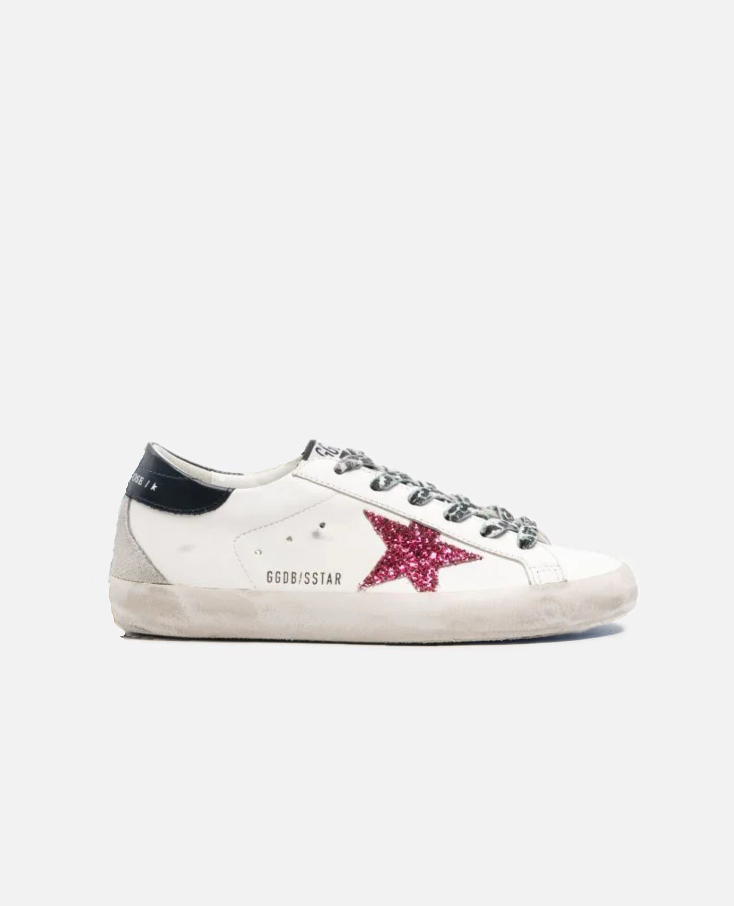 Golden Goose Women's Super-Star With Glitter Fushia Star Sneaker