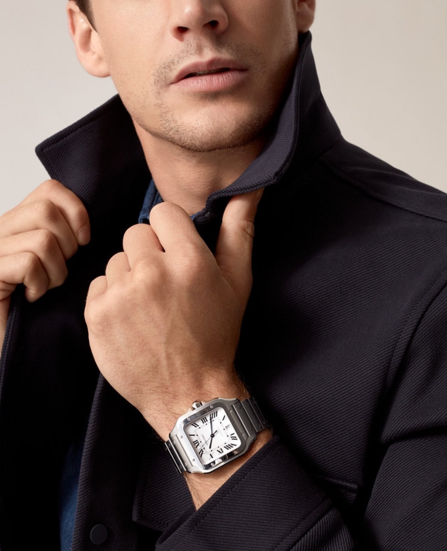 Santos DE Cartier Watch, Large Model, Silver