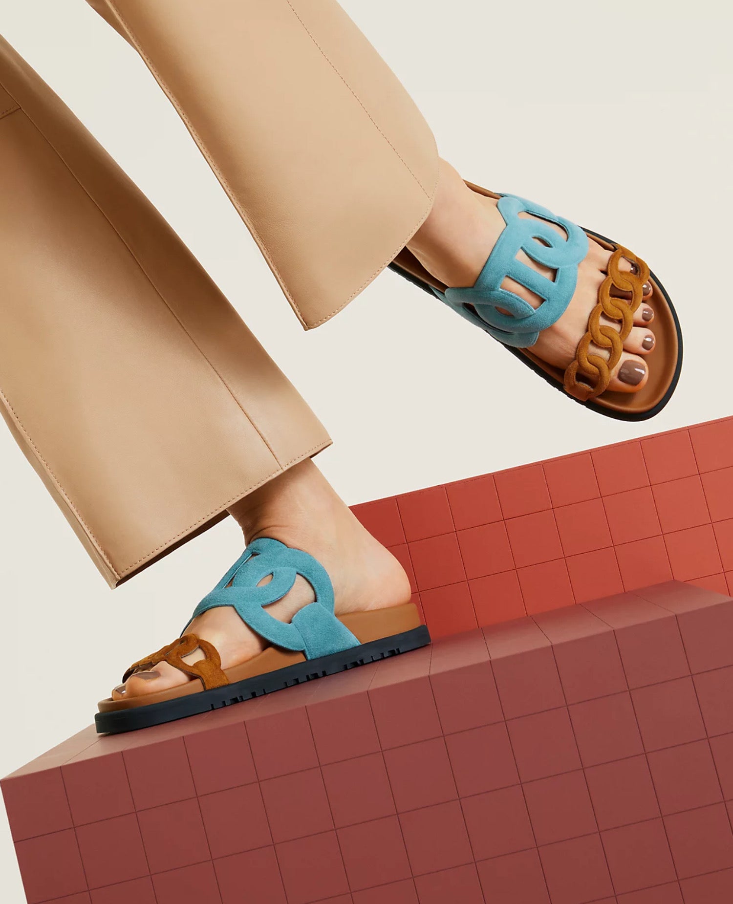 Hermès Extra Sandal Bleu Minéral / Naturel