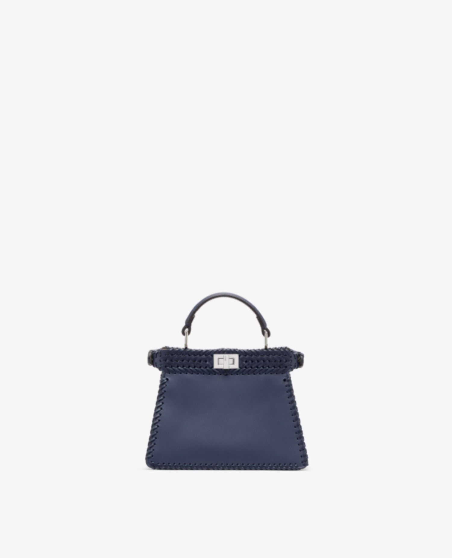 Fendi Peekaboo ISeeU Petite Midnight Blue Interlace Leather Bag
