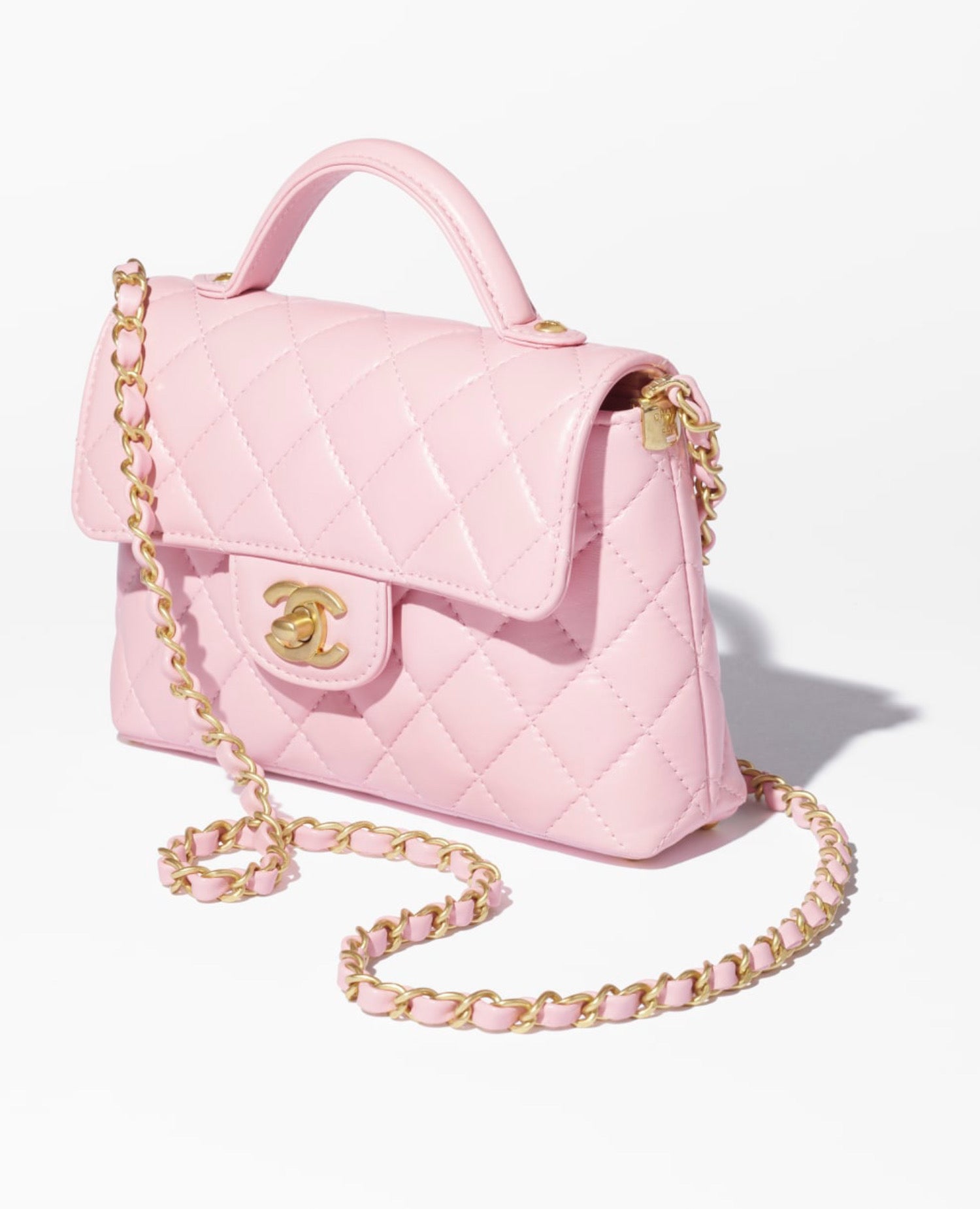 Coco Small Flap Bag With Top Handle Light Pink
