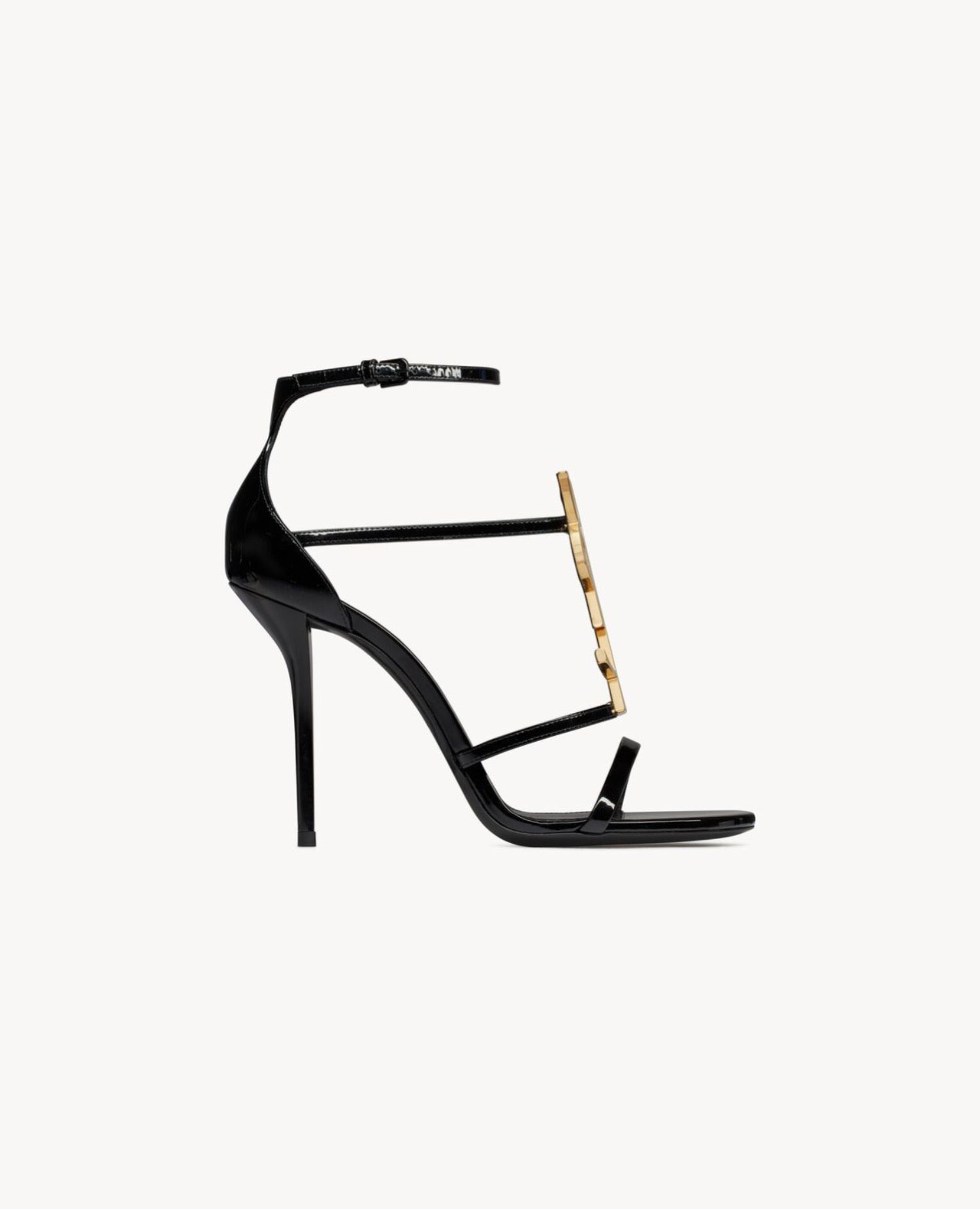 Saint Laurent Cassandra Sandals In Patent Leather Gold