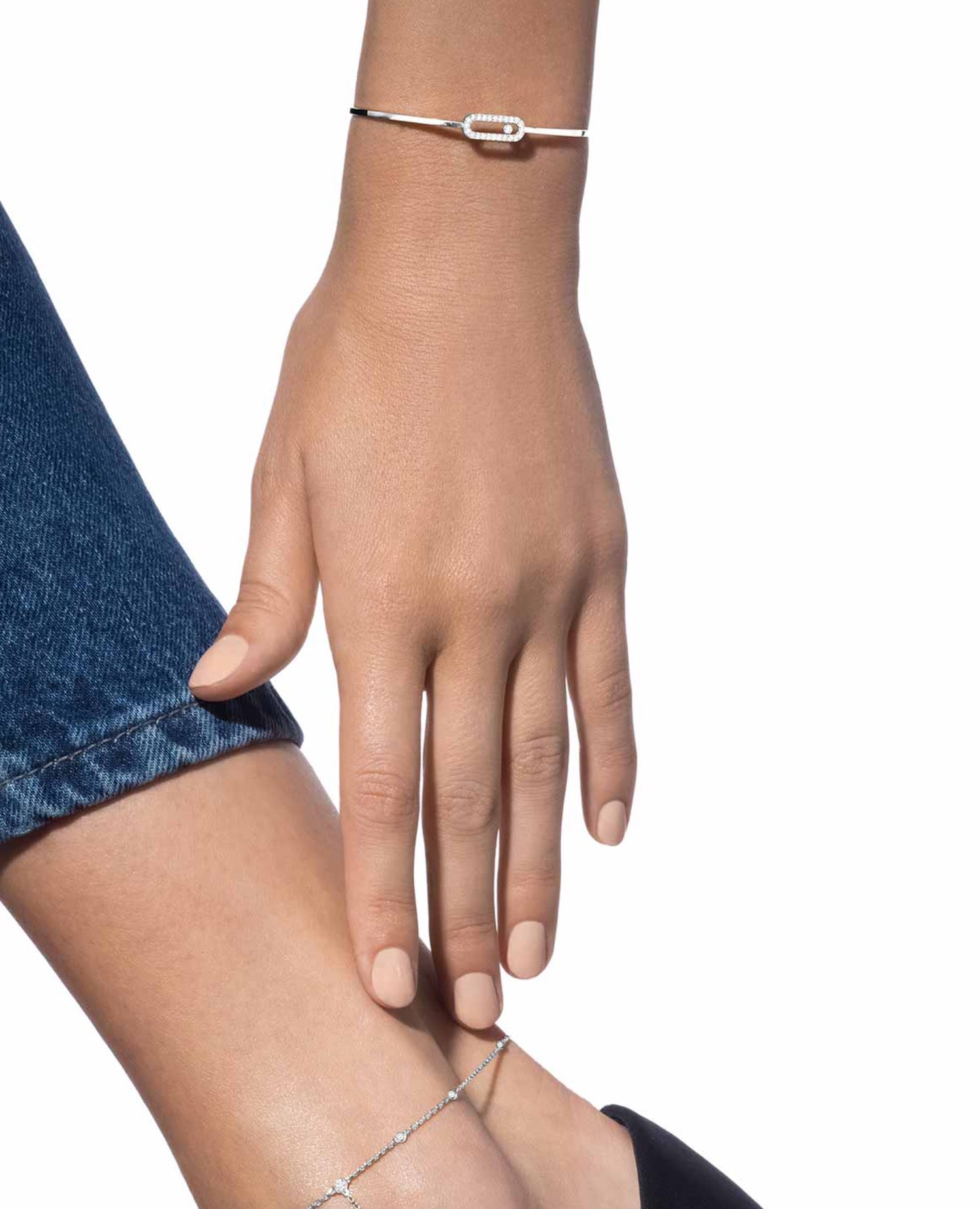 Messika Move Uno Pavé Flex Bangle Bracelet Silver