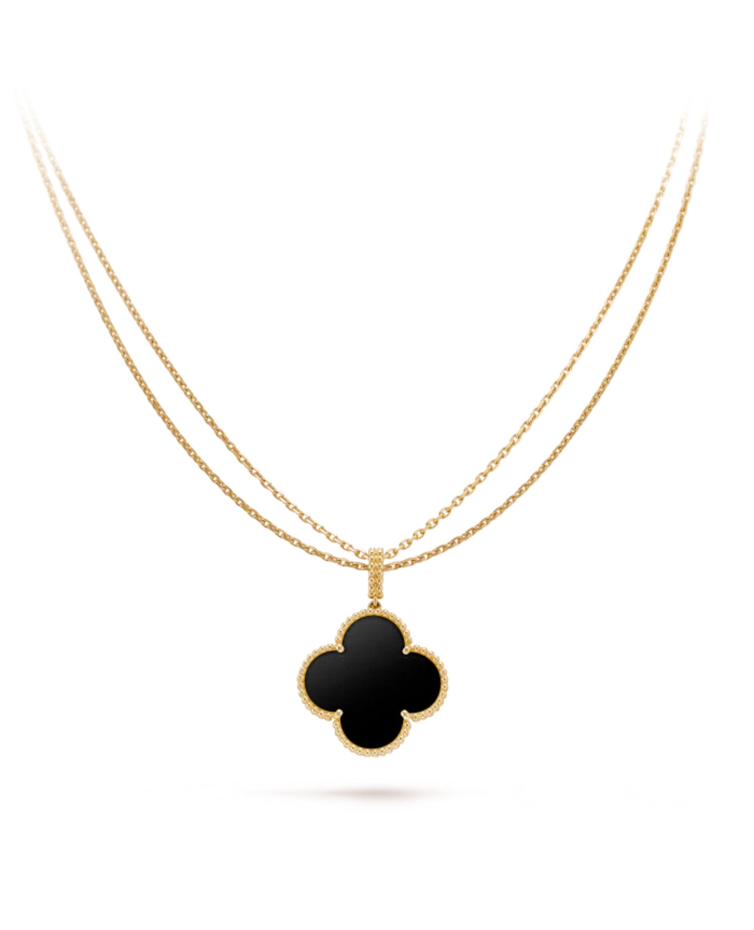 Van Cleef Magic Alhambra long necklace, 1 motif, yellow gold, Onyx
