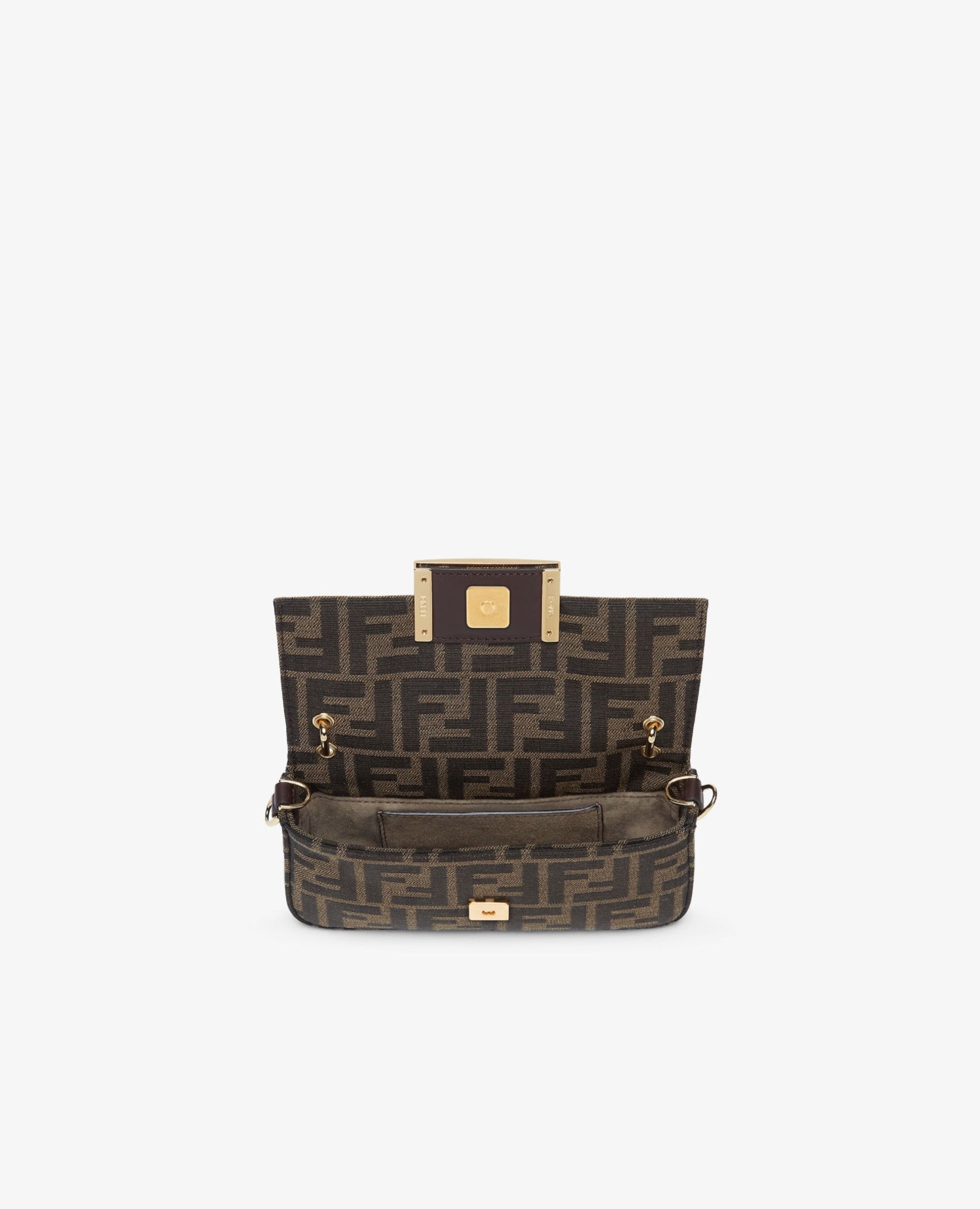 FND Baguette Phone Pouch Brown Jacquard FF Motif.