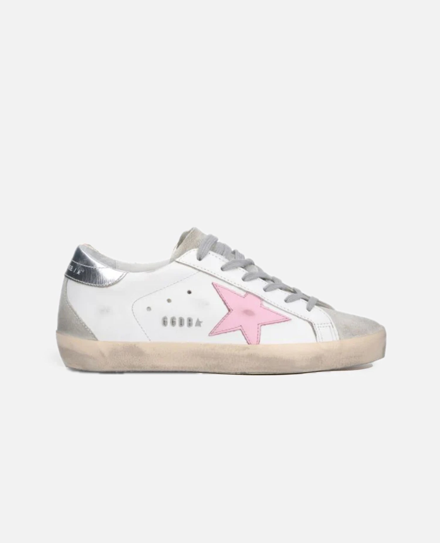 Golden Goose Super-Star with Pink star and Sliver heel tab Sneaker