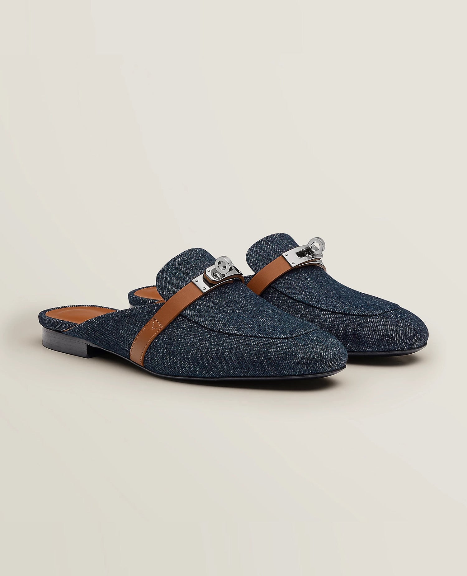 Hermès Oz Mule Bleu Brut / Gold