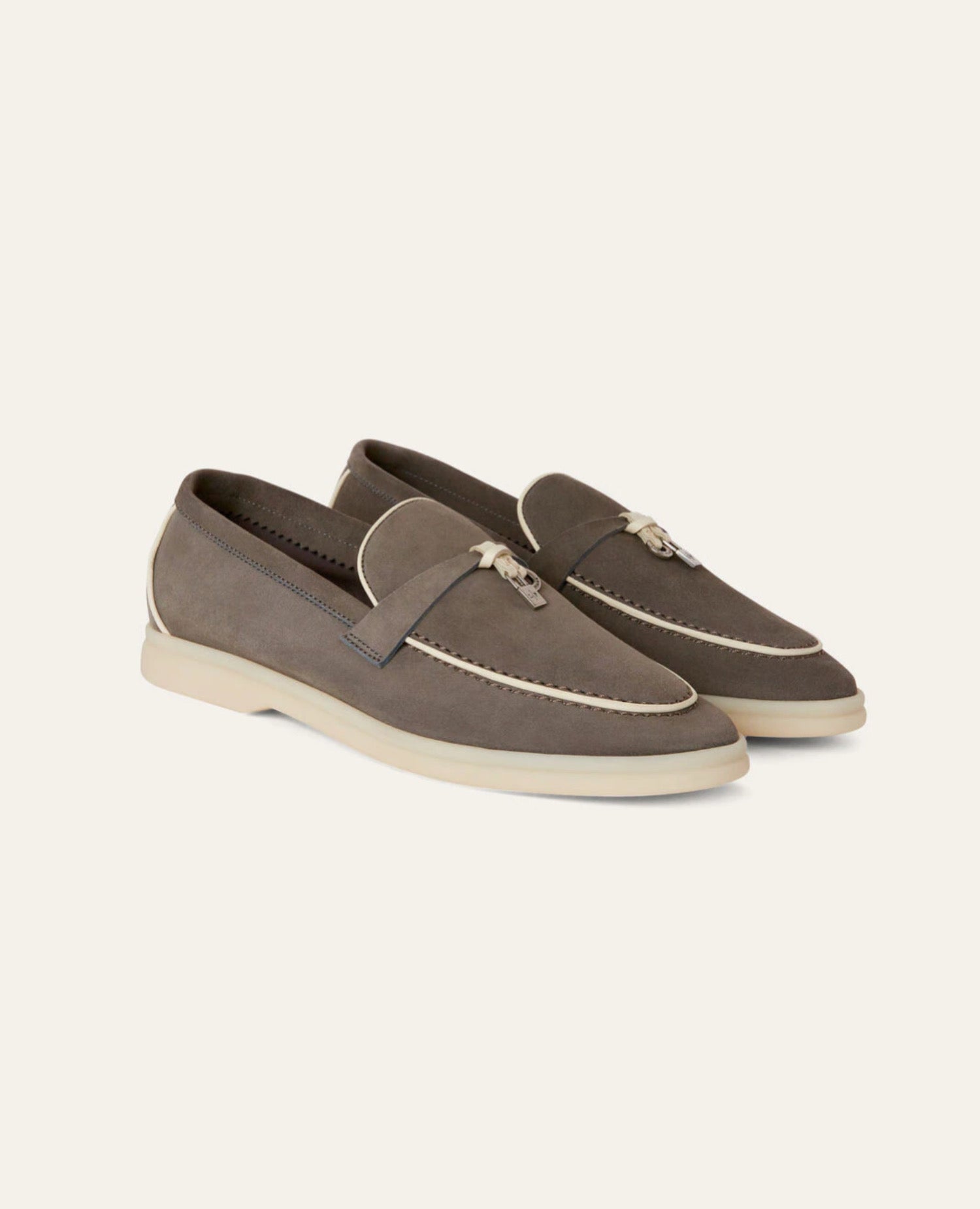 Loro Piana Summer Charms Walk Loafers Cofee & White