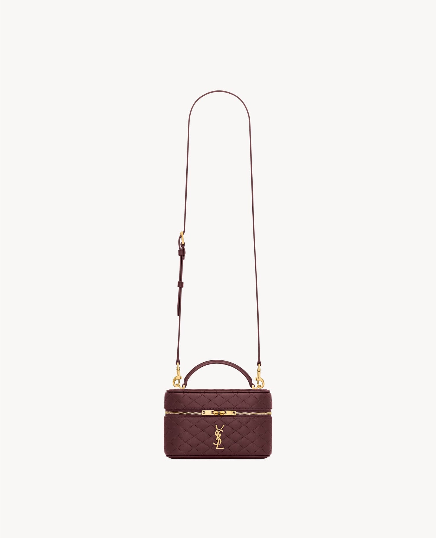 Saint Laurent Gaby Vanity Bag In Lambskin Rouge Cabernet