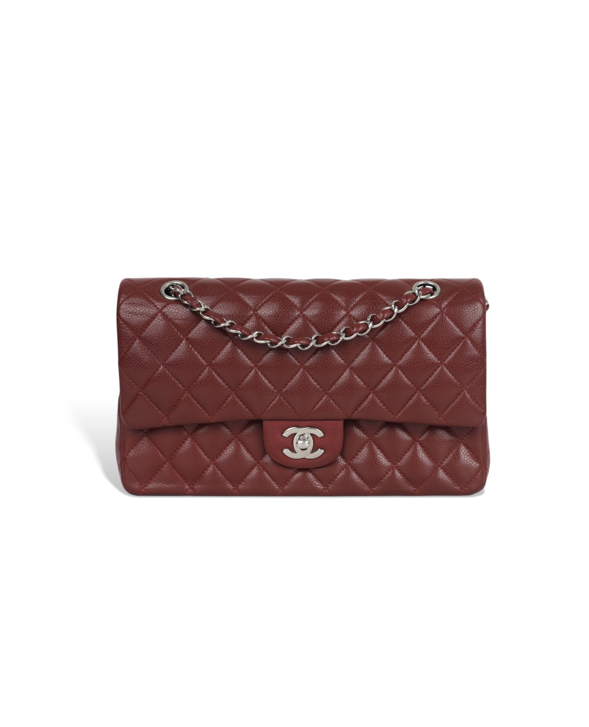 COCO Caviar Double Flap Medium Classic Silver Hardware