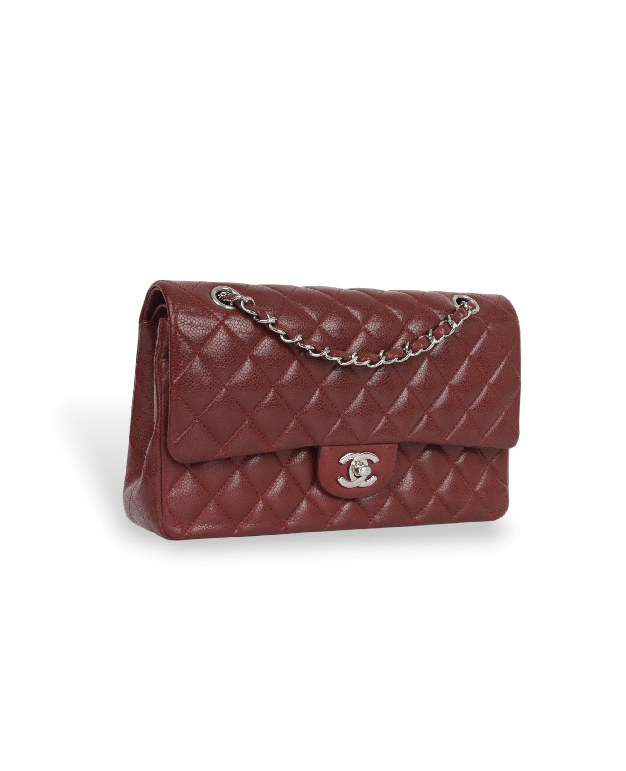 COCO Caviar Double Flap Medium Classic Silver Hardware