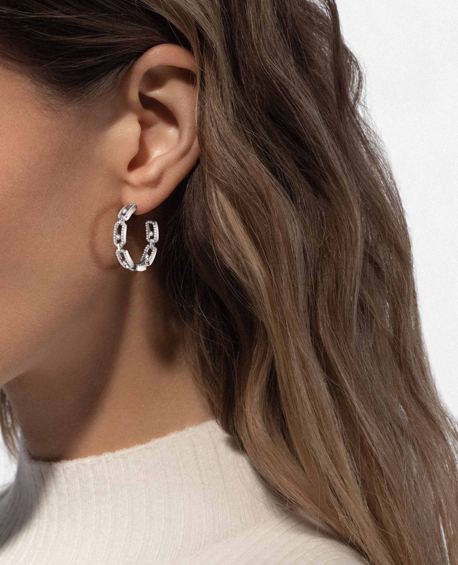 Messika Move Link SM Hoop Earrings Silver