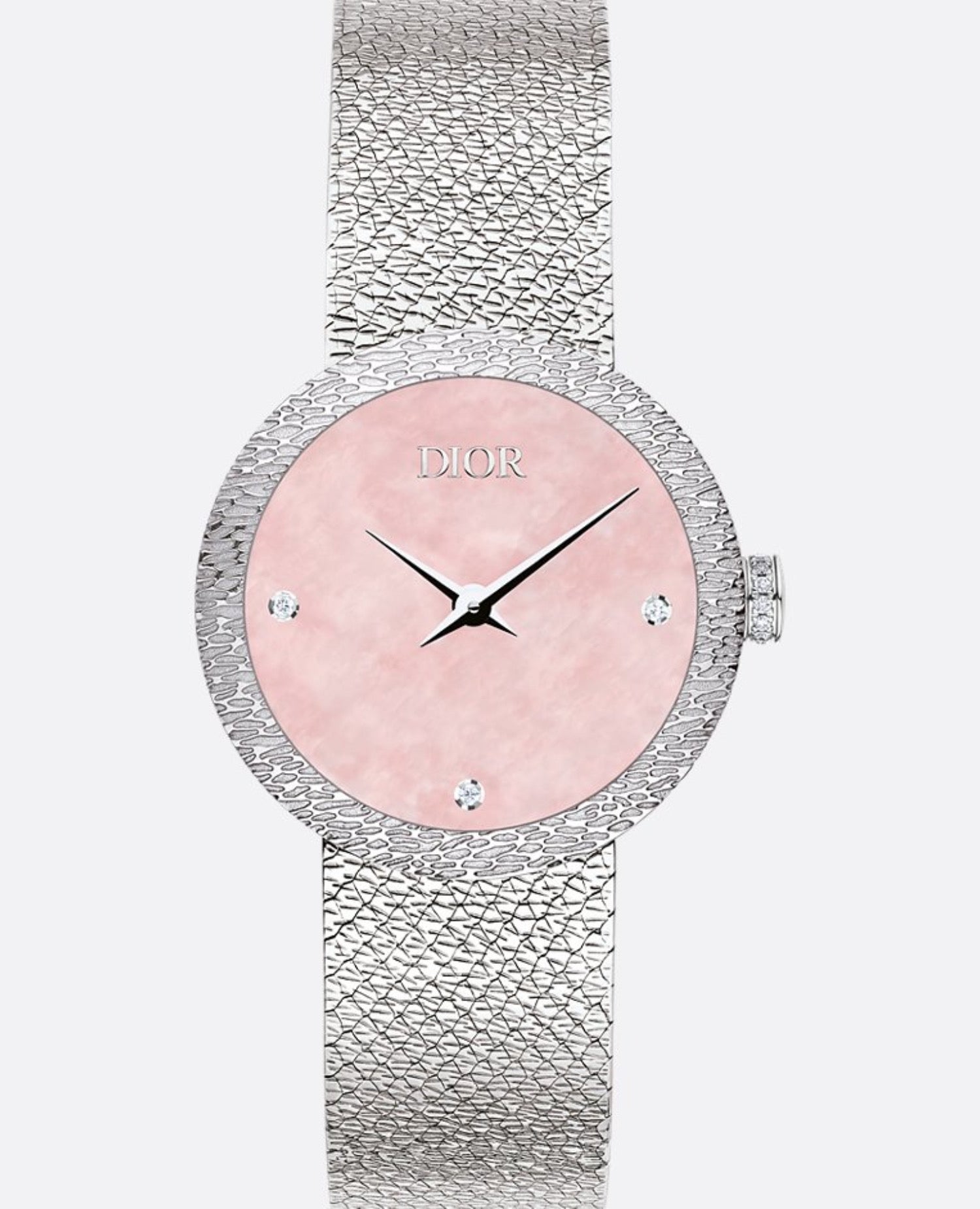 Christian Dior La D de Dior Satine 25 MM, Pink Mother-Of-Pearl & Diamonds
