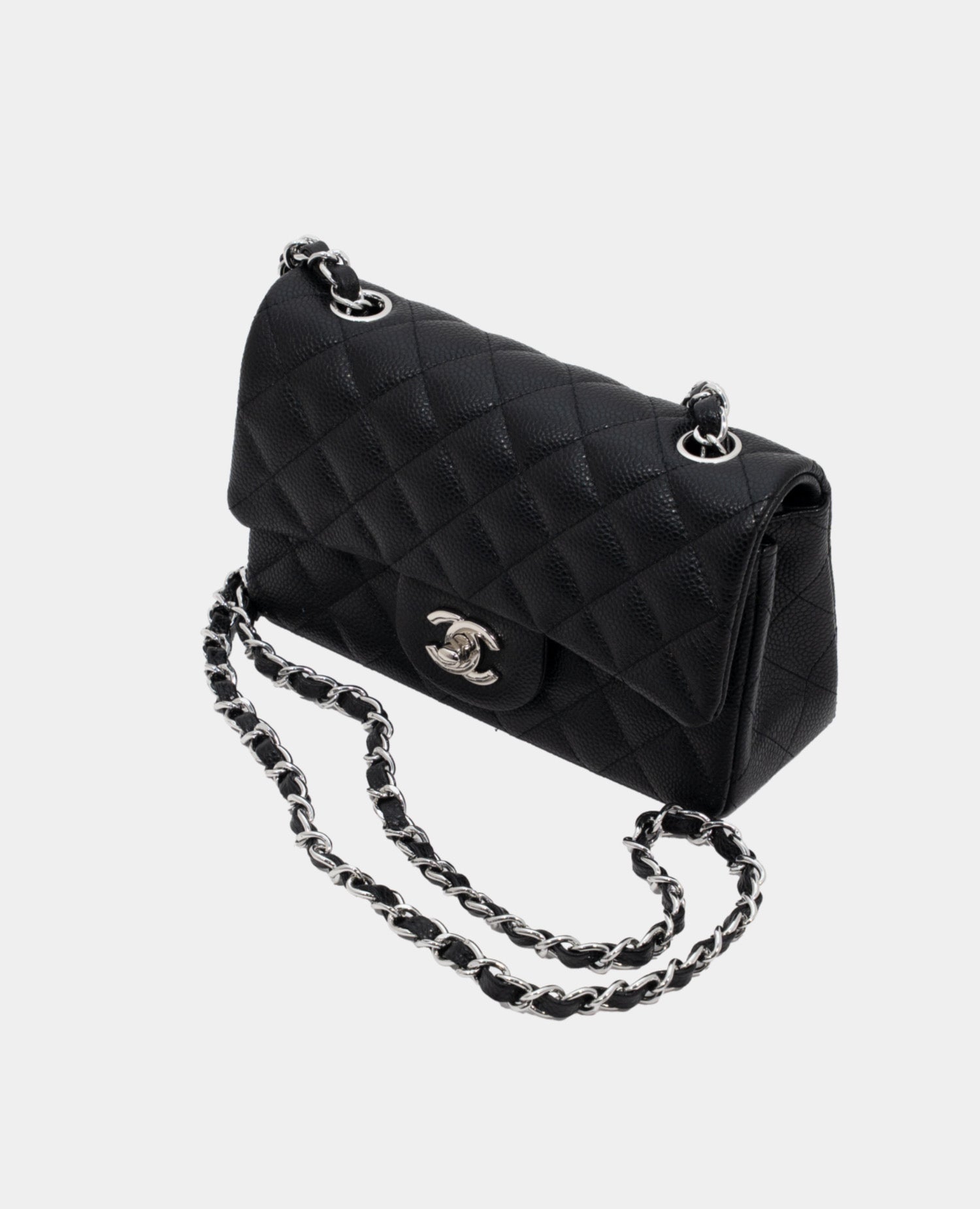 Coco Caviar Quilted Mini Rectangular Flap Black