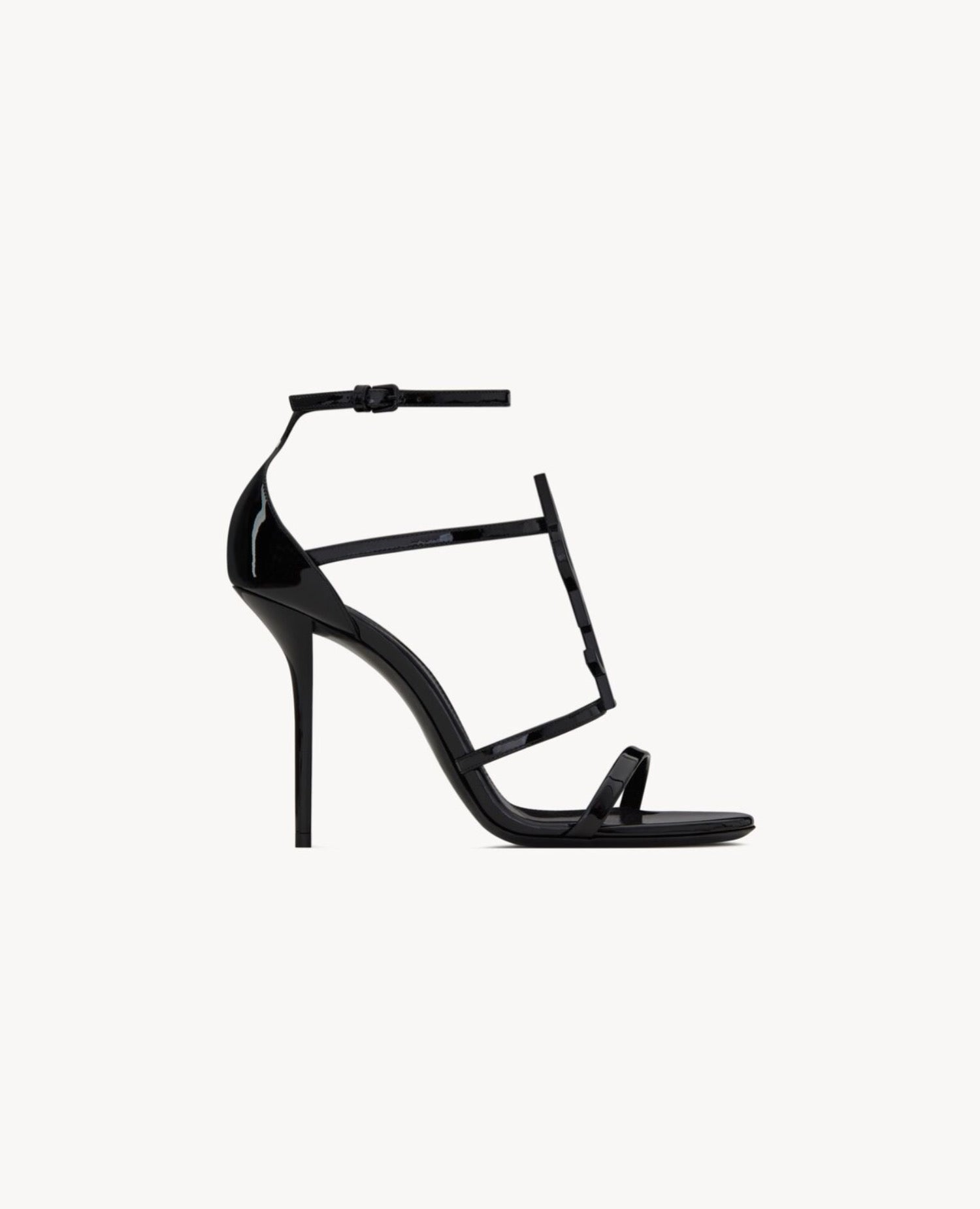 Saint Laurent Cassandra Sandals in Patent Leather Black