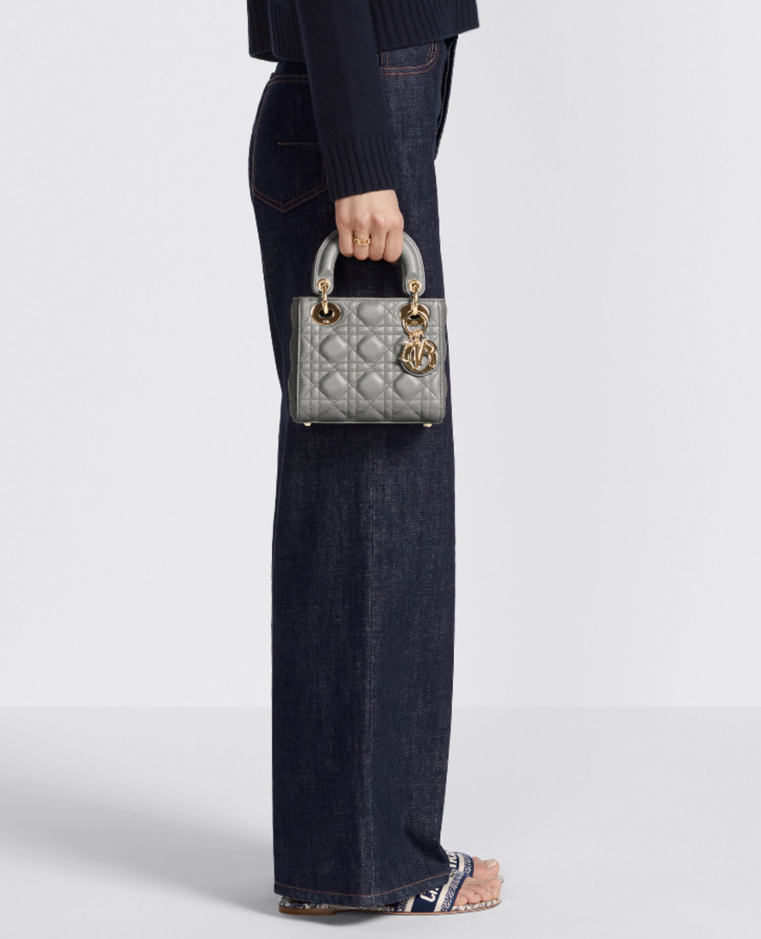 Christian Dior Mini Lady Dior Bag Stone Gray