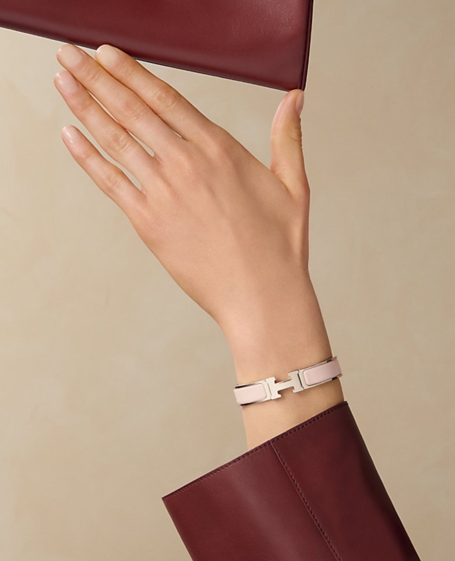 Hermès Clic H Bracelet Rose Candeur