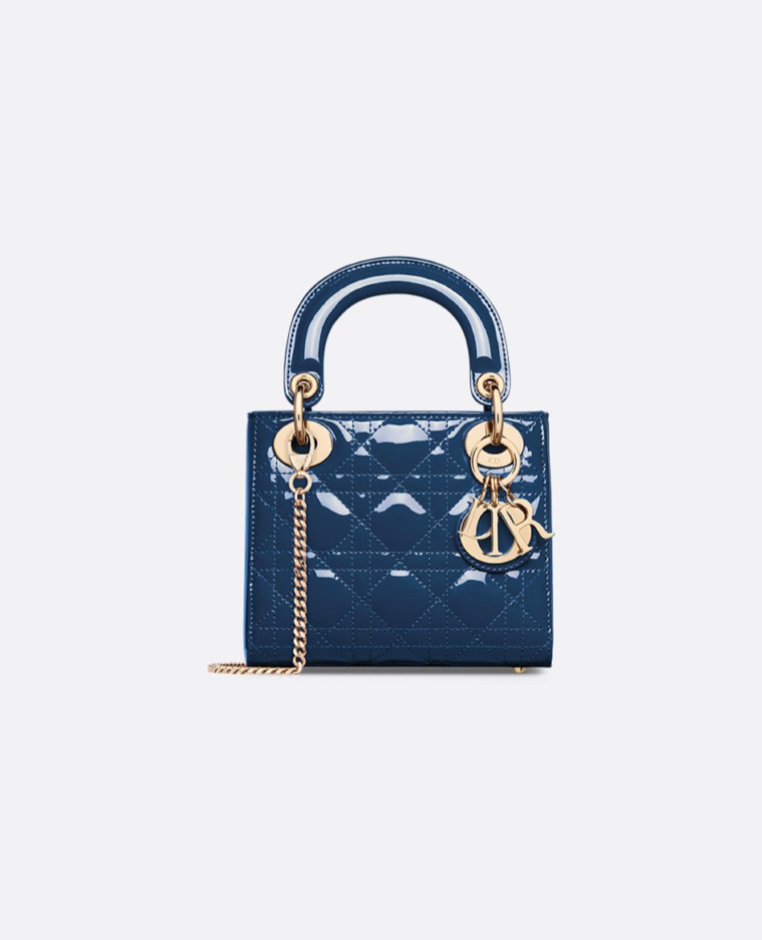 Christian Dior Mini Lady Dior Bag Deep Ocean Blue Patent