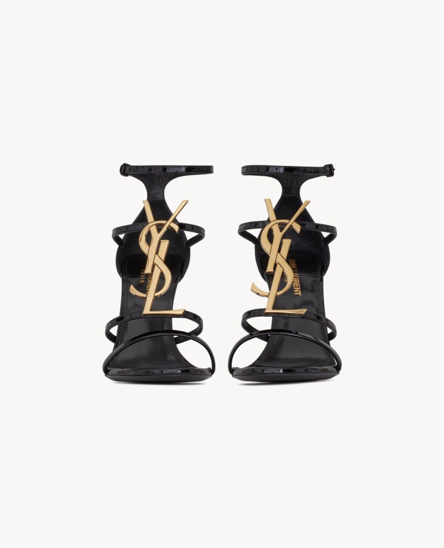 Saint Laurent Cassandra Sandals In Patent Leather Gold