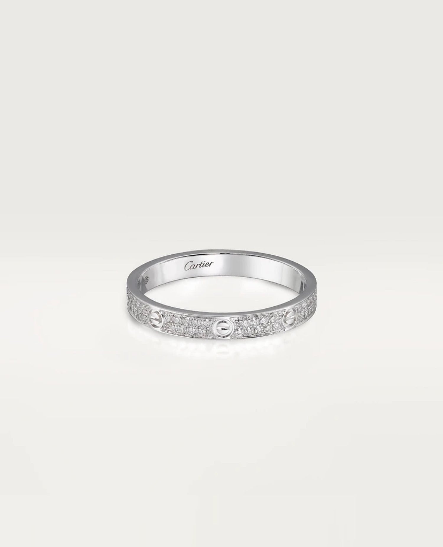 Cartier Love Ring, Small Model, Paved, Silver