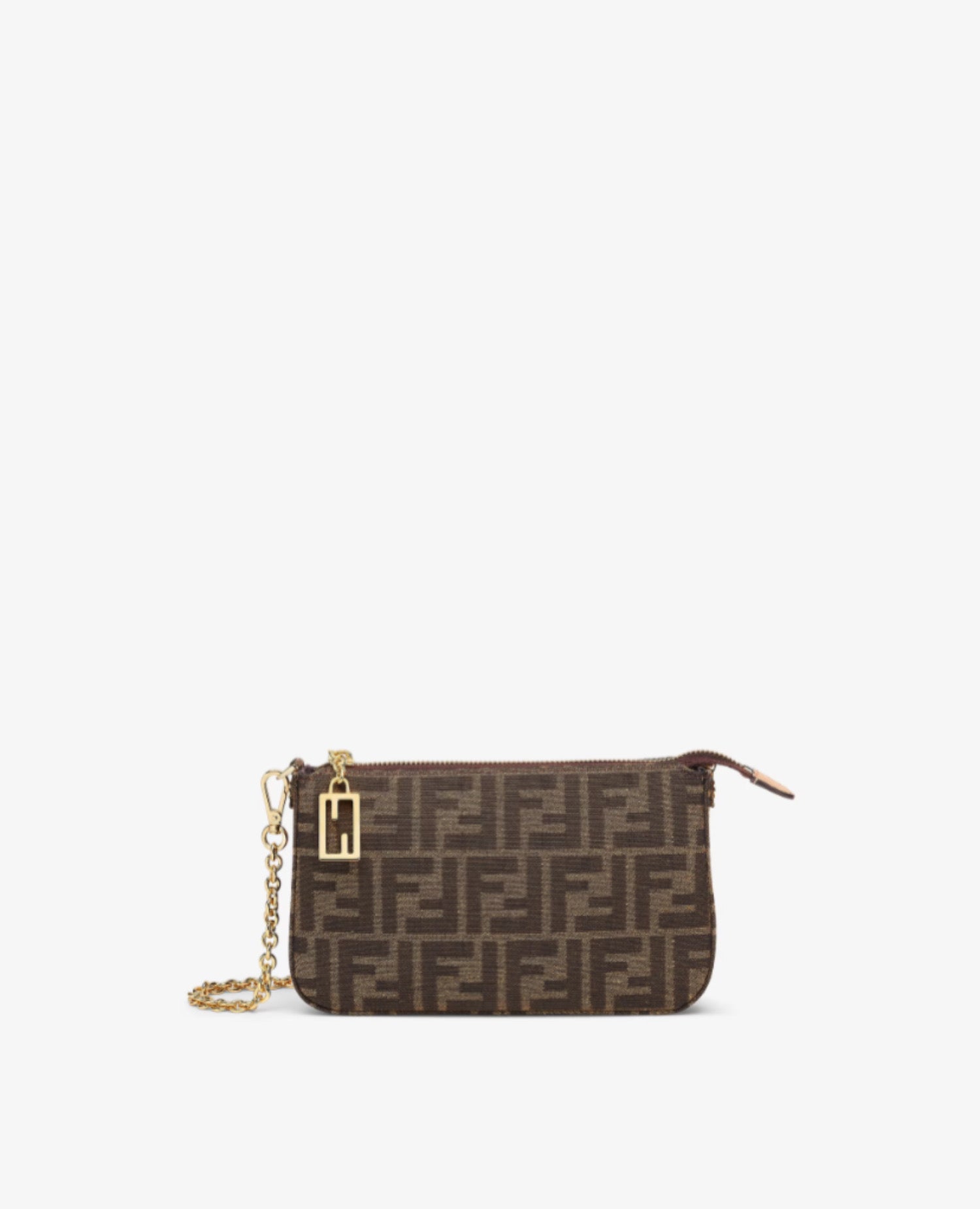Fendi Baguette Pouch Brown jacquard FF fabric