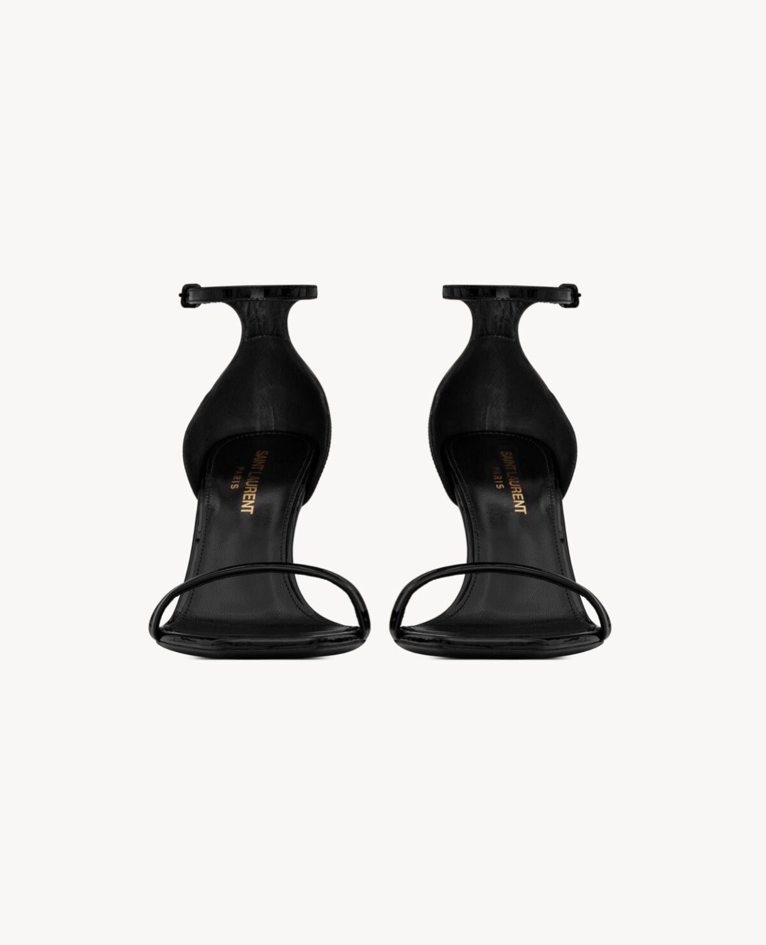 Saint Laurent Opyum Sandals In Patent Leather Black Heel