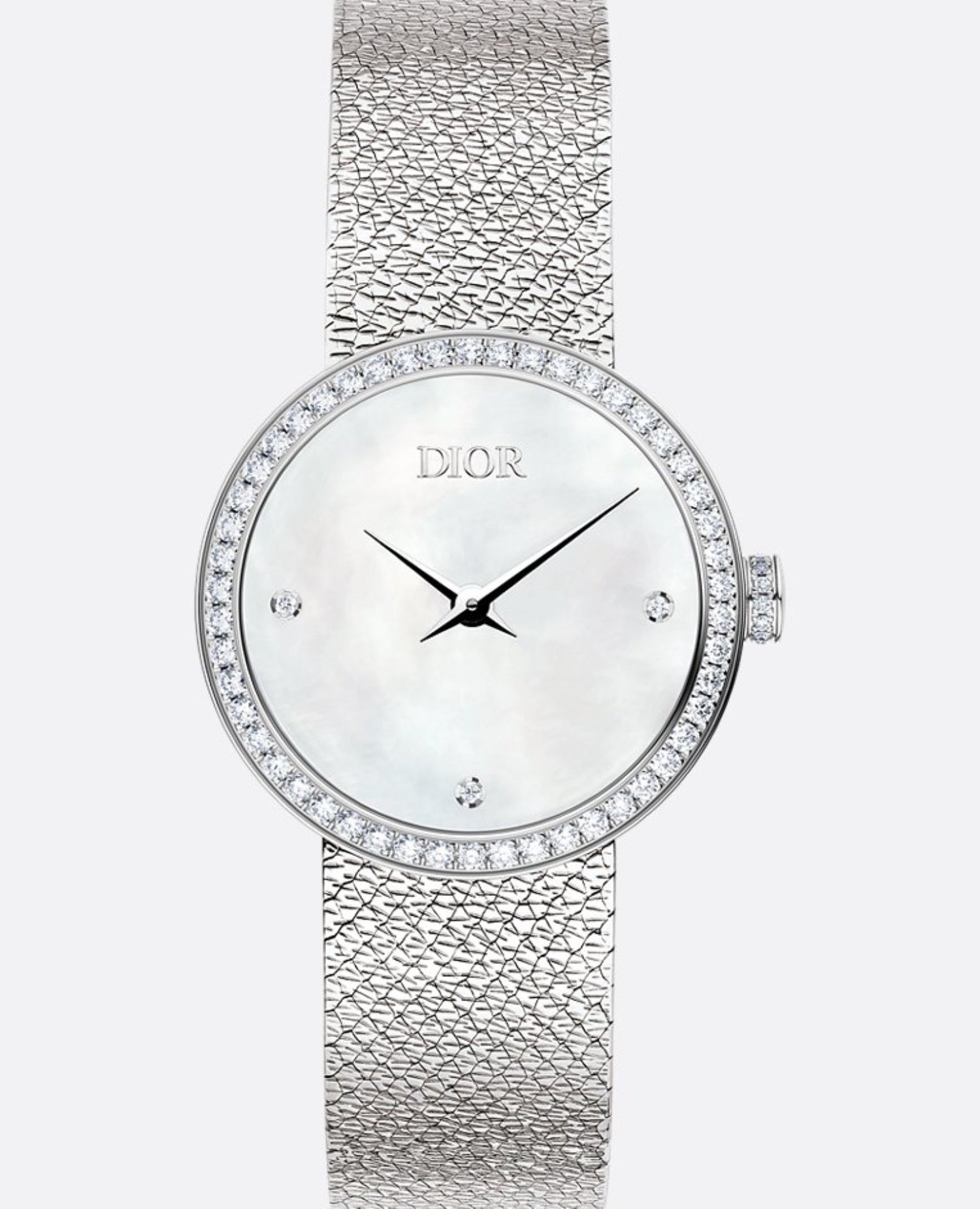 Christian Dior La D de Dior Satine 25 MM, White Mother-Of-Pearl and Diamonds