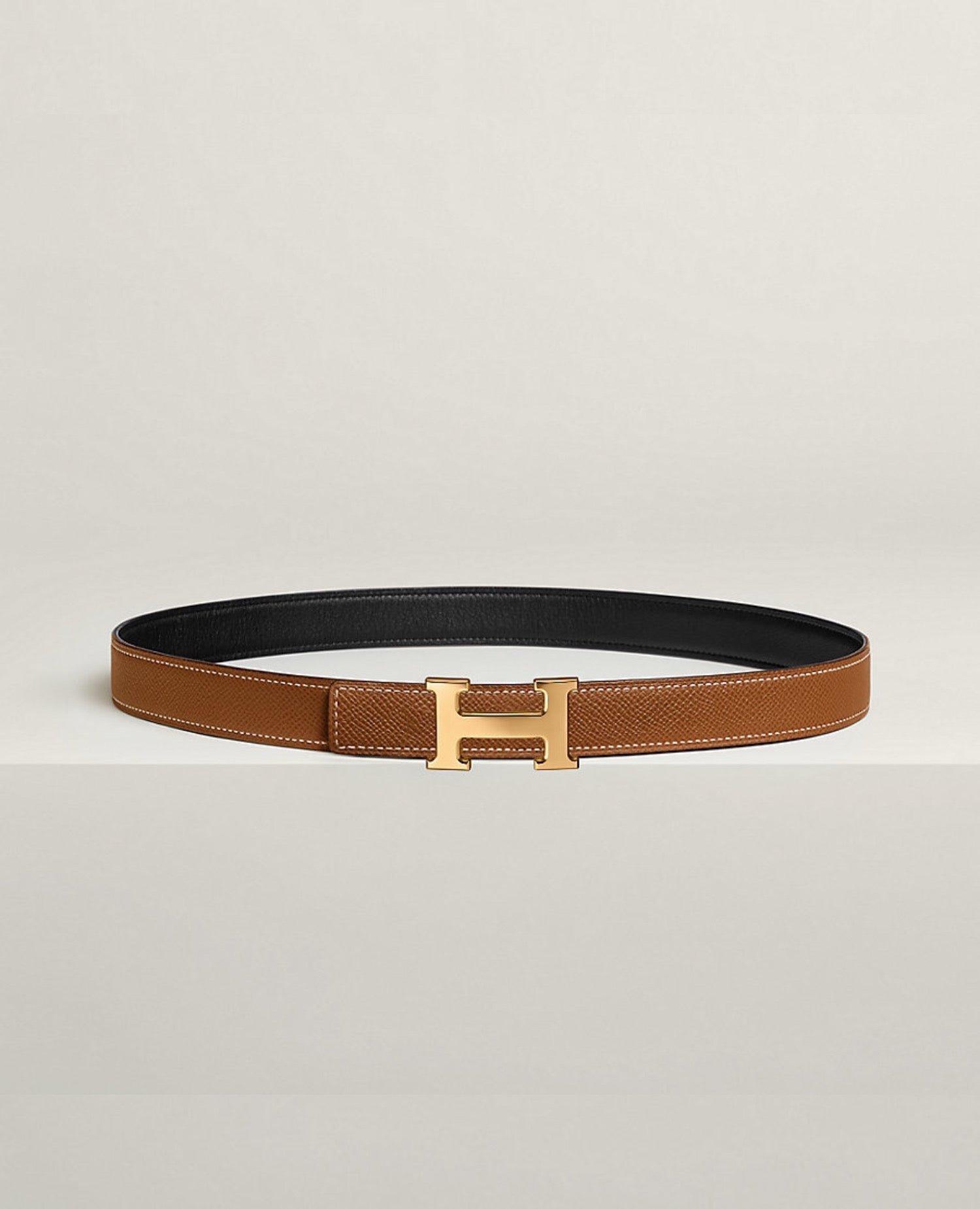 Hermès Mini H belt buckle & Reversible leather strap 24 mm Cold / Noir