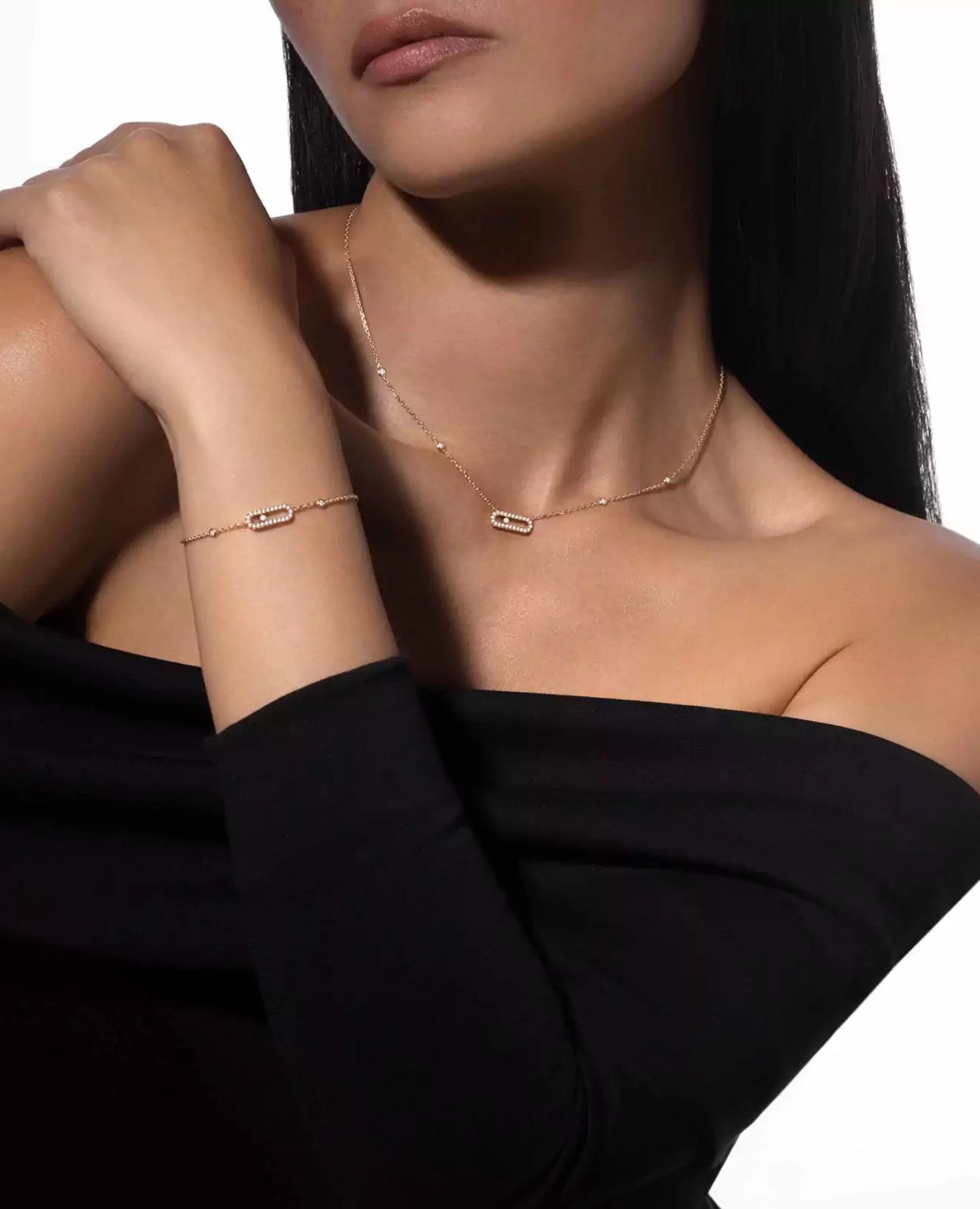 Messika Move Uno Pavé Necklace Rose Gold