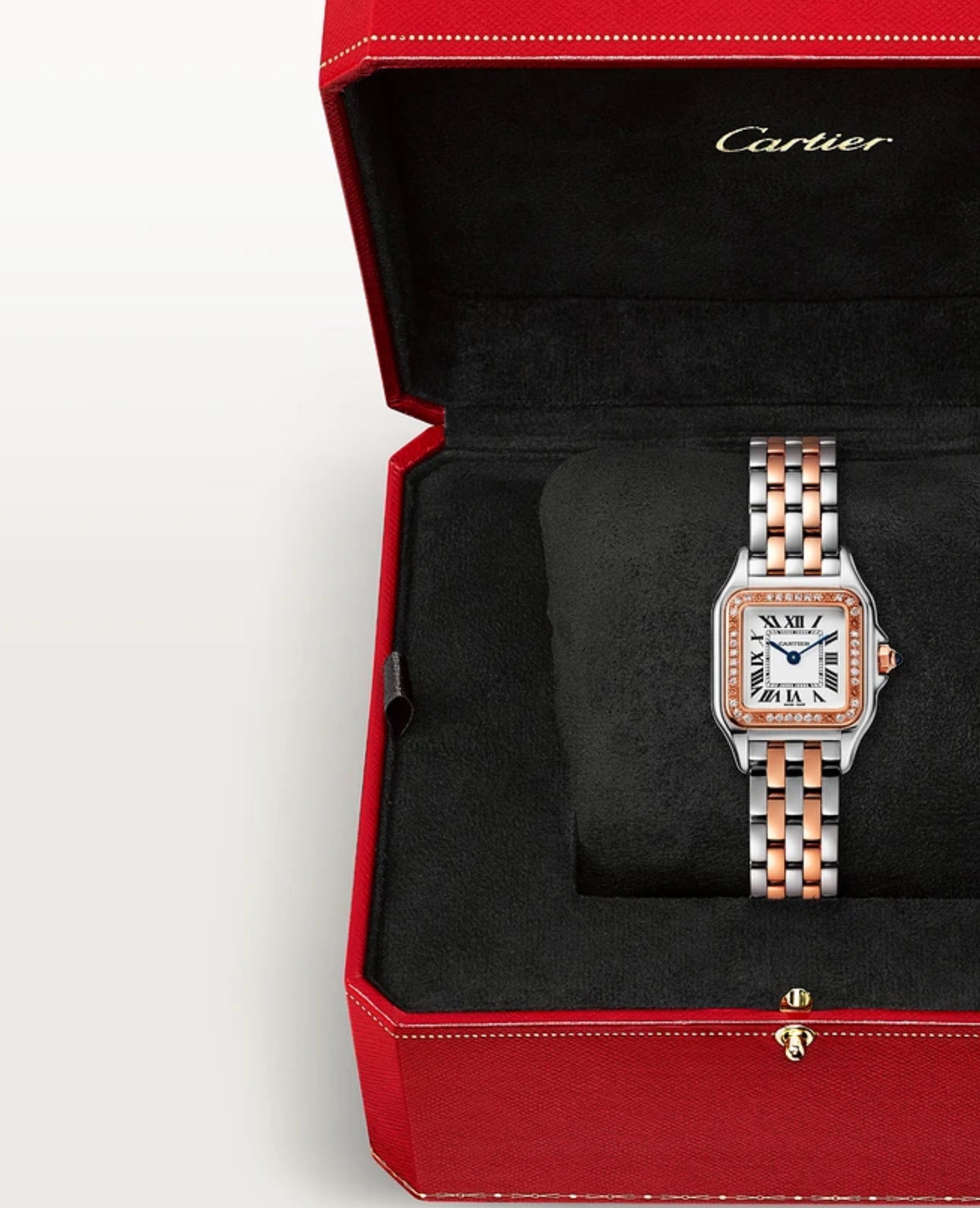 Panthère DE Cartier Watch, Small Model, Diamonds, Rose Gold/Steel