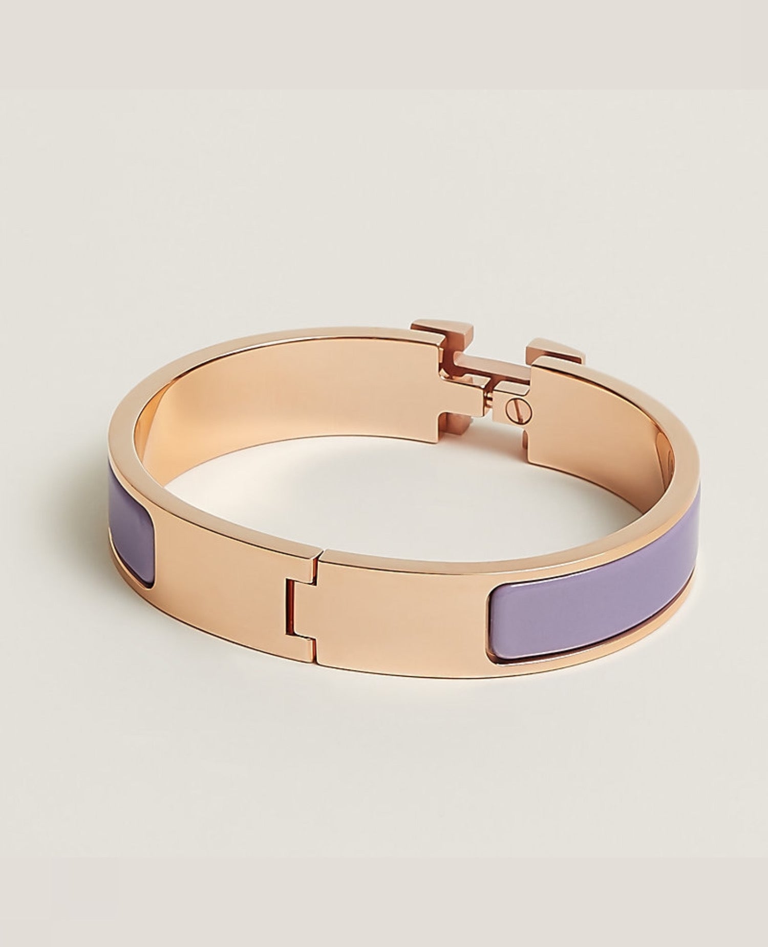 Hermès Clic H Bracelet Lilas Rose Gold