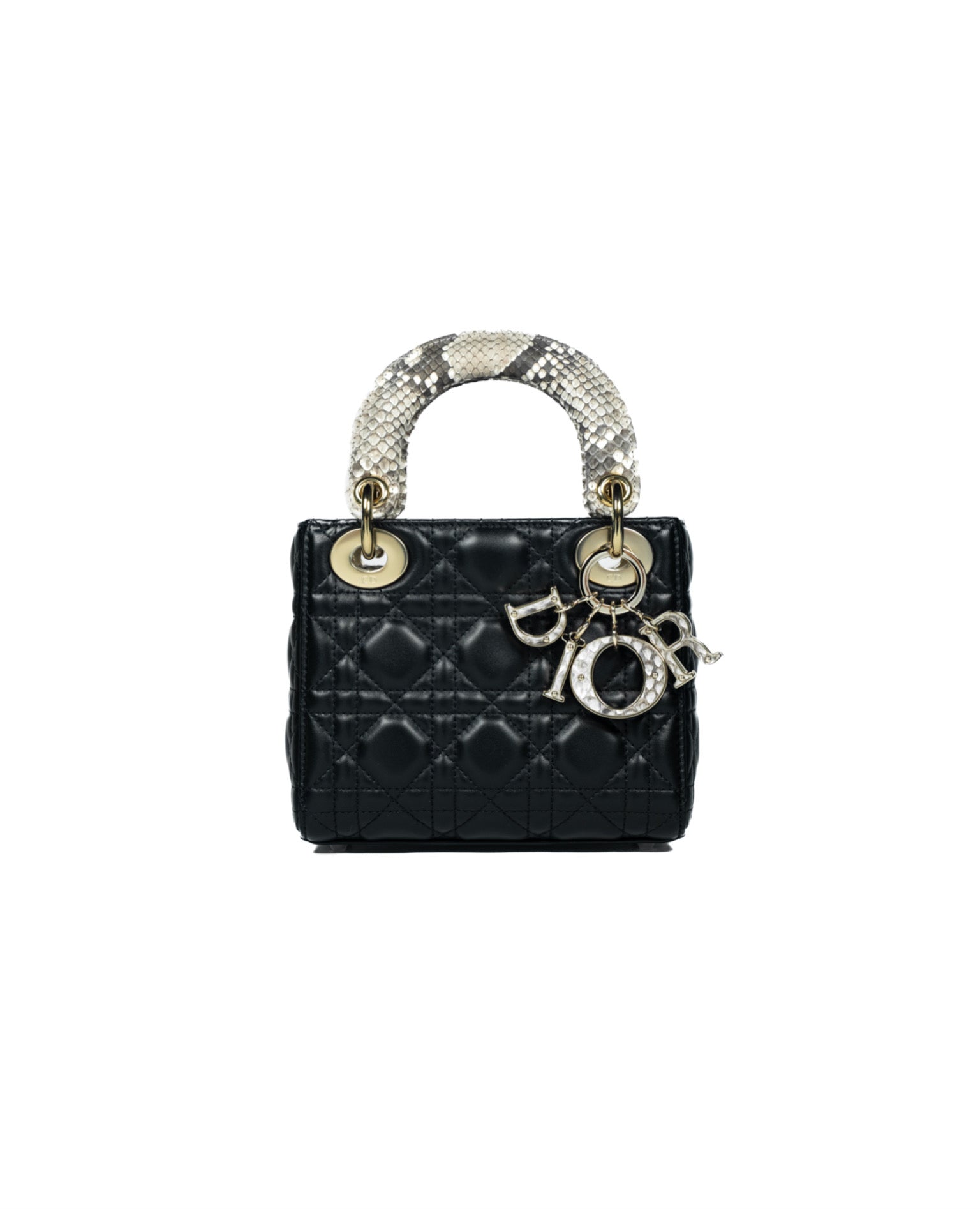 Christian Dior Mini Lady Dior Bag Black Calfskin Python