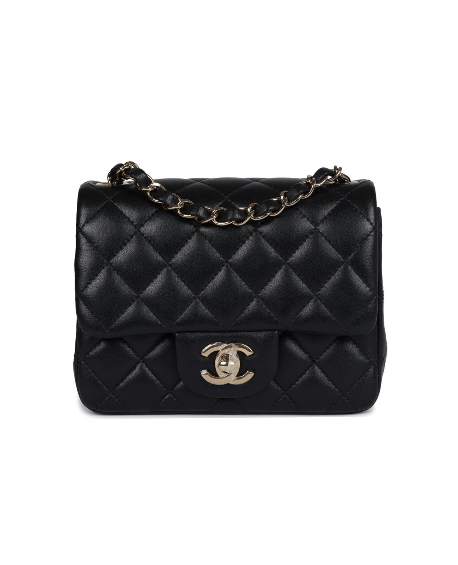 Coco Mini Classic Square Flap Bag Black Gold Hardware