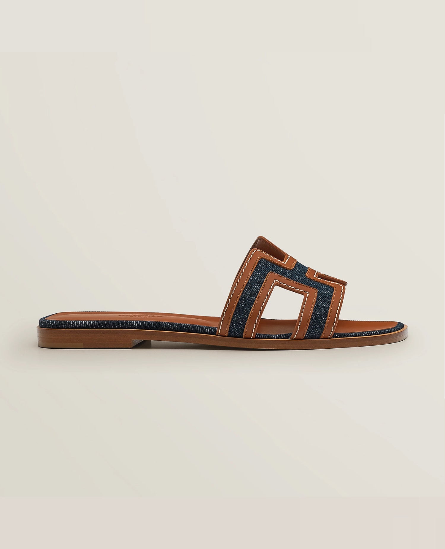 Hermès Oran Sandal Bleu Brut / Gold