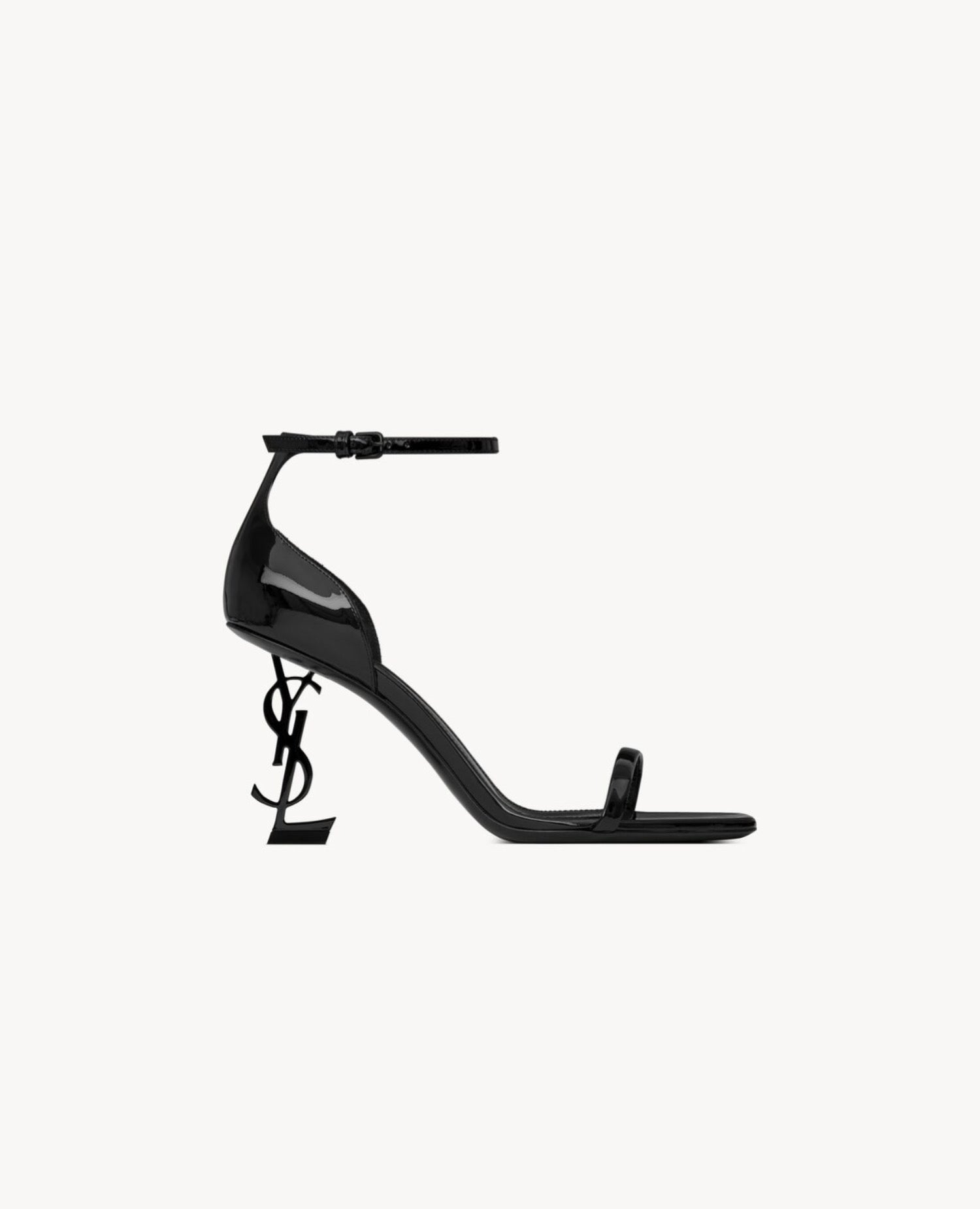 Saint Laurent Opyum Sandals In Patent Leather Black Heel