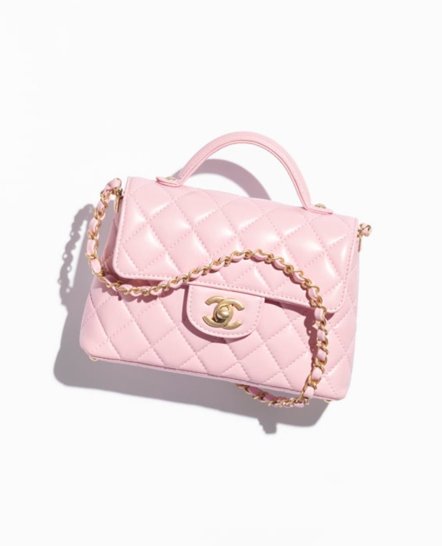 Coco Small Flap Bag With Top Handle Light Pink
